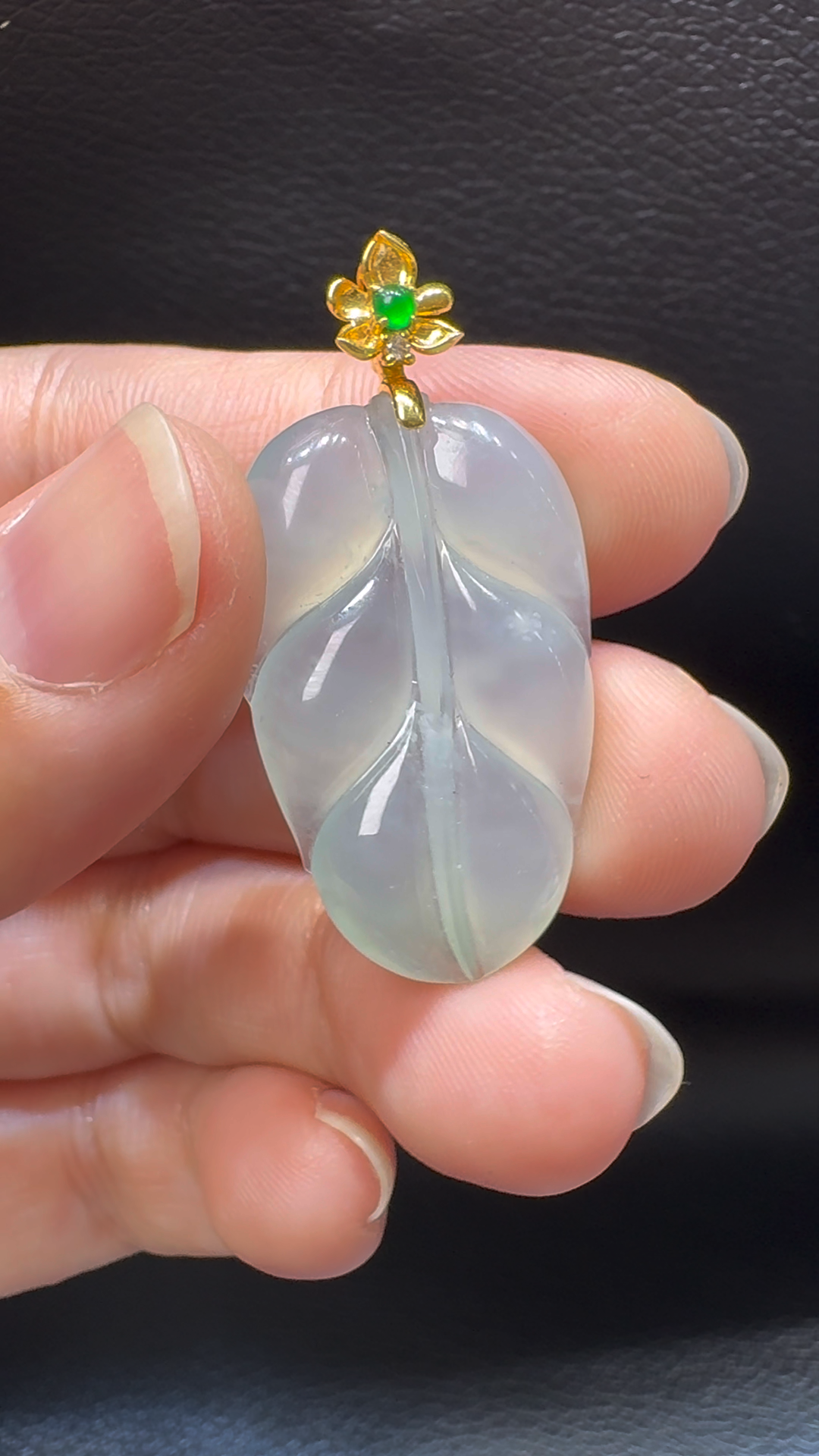 18K翡翠A貨玉器樹葉玉葉翡翠吊墜 整個 38-19-3.9mm 5 18K翡翠A貨玉器樹葉玉葉翡翠吊墜 整個 38-19-3.9mm - Image 5