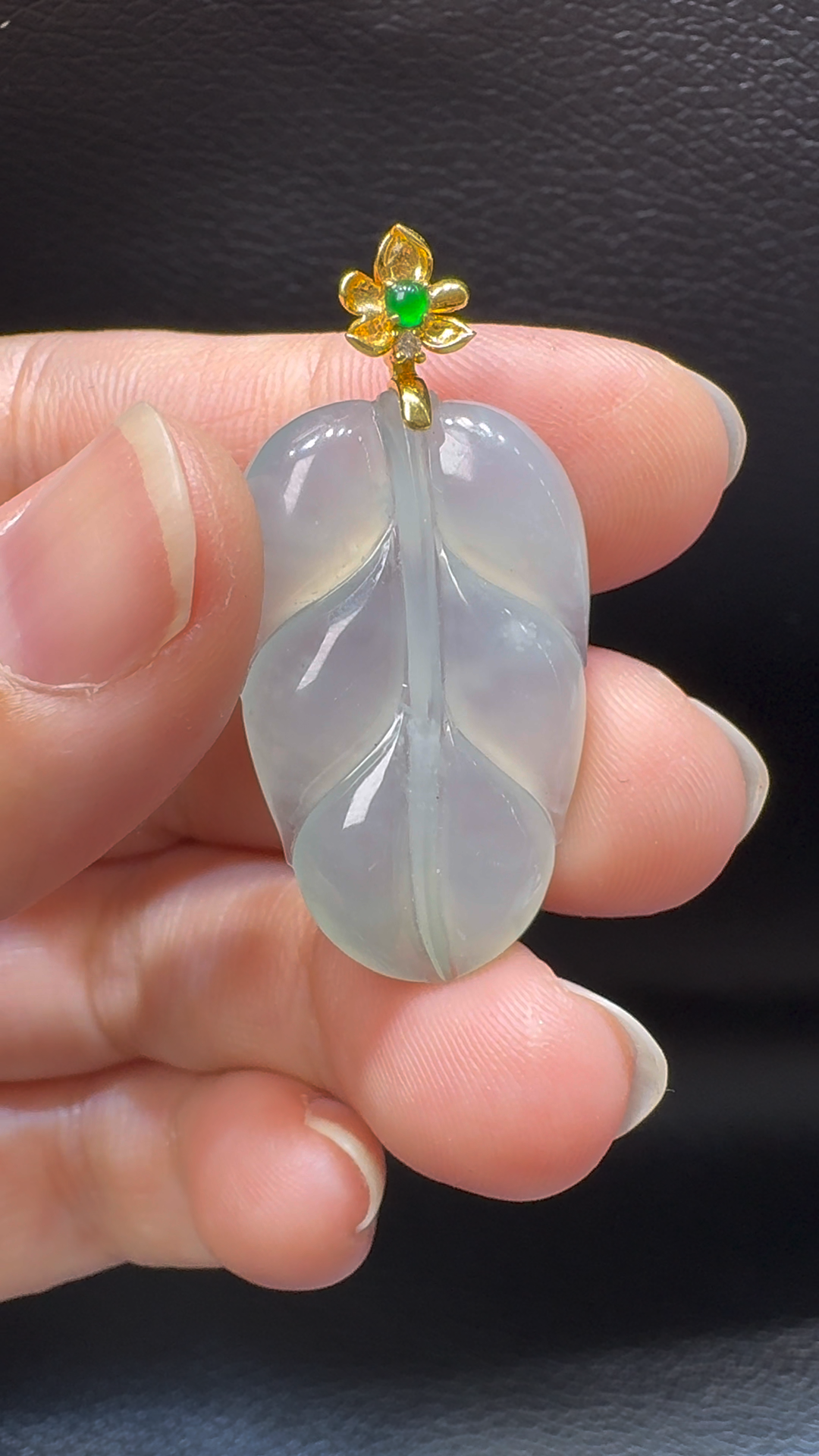 18K翡翠A貨玉器樹葉玉葉翡翠吊墜 整個 38-19-3.9mm 7 18K翡翠A貨玉器樹葉玉葉翡翠吊墜 整個 38-19-3.9mm - Image 7