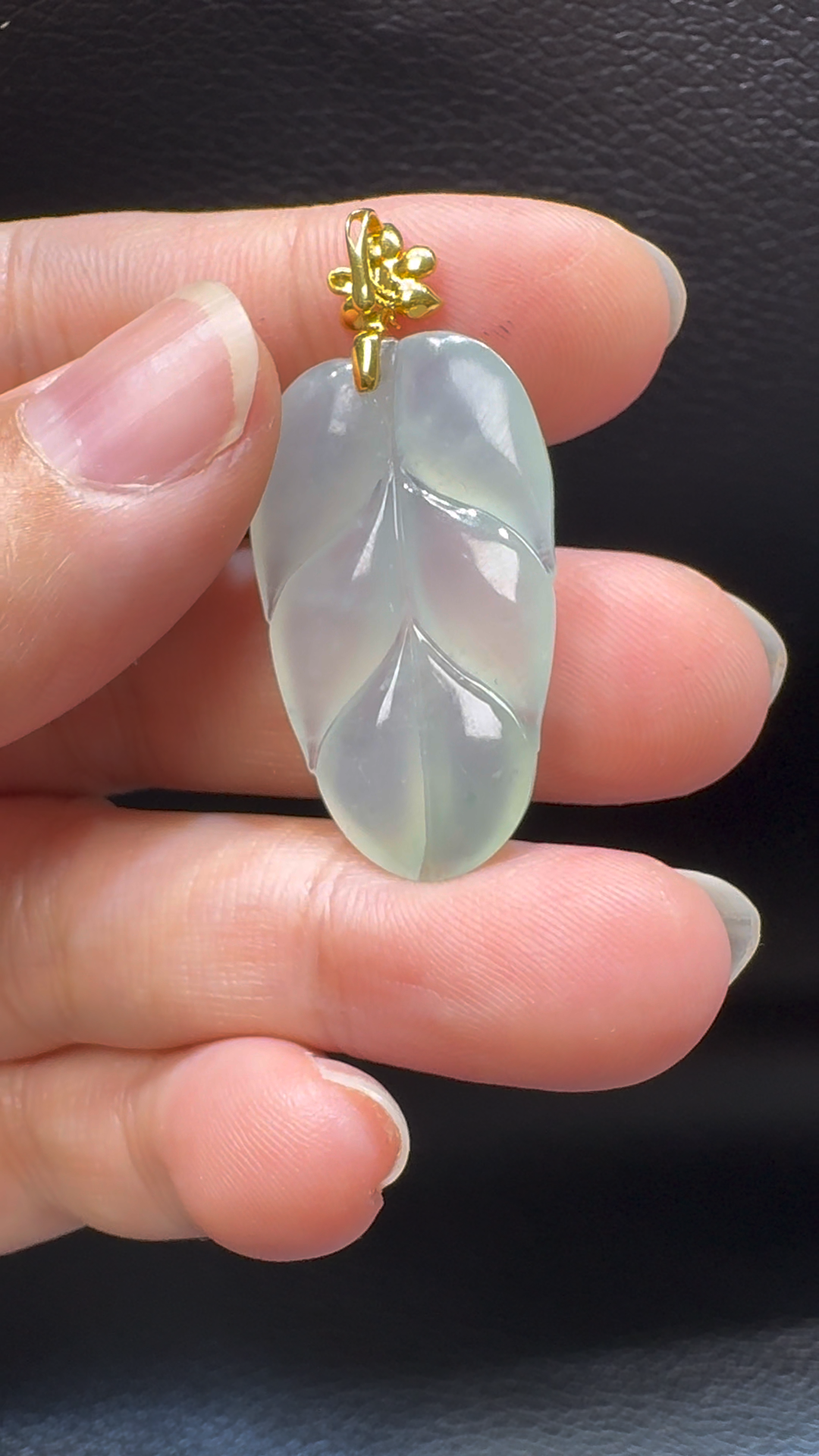 18K翡翠A貨玉器樹葉玉葉翡翠吊墜 整個 38-19-3.9mm 4 18K翡翠A貨玉器樹葉玉葉翡翠吊墜 整個 38-19-3.9mm - Image 4