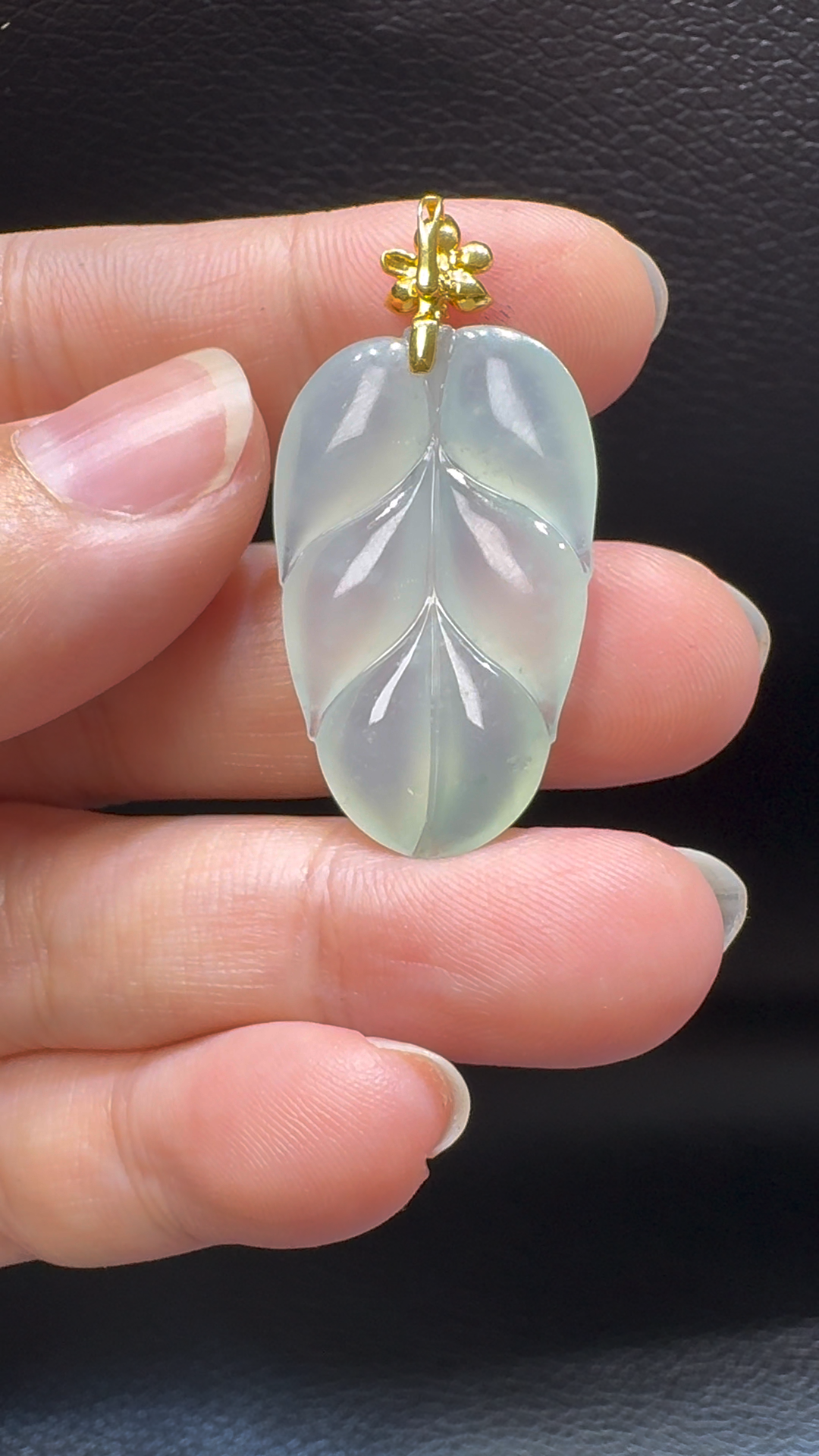 18K翡翠A貨玉器樹葉玉葉翡翠吊墜 整個 38-19-3.9mm 8 18K翡翠A貨玉器樹葉玉葉翡翠吊墜 整個 38-19-3.9mm - Image 8