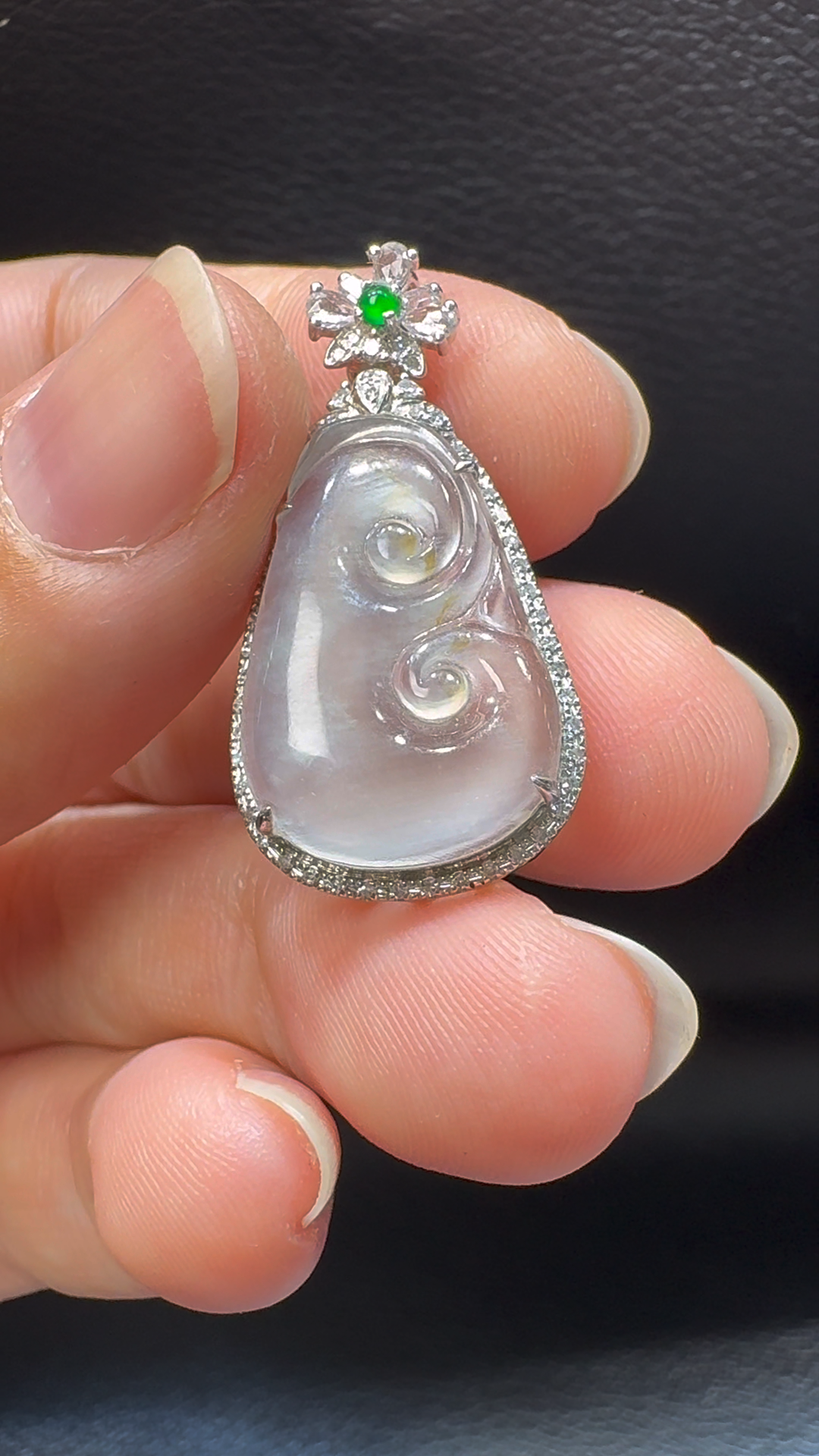 18K翡翠A貨玉器如意翡翠吊墜 整個 31-16-6mm 6 18K翡翠A貨玉器如意翡翠吊墜 整個 31-16-6mm - Image 6