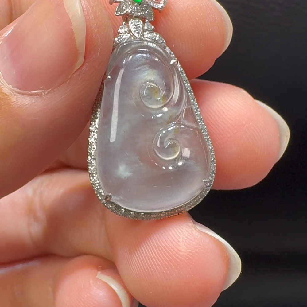 18K翡翠A貨玉器如意翡翠吊墜 整個 31-16-6mm