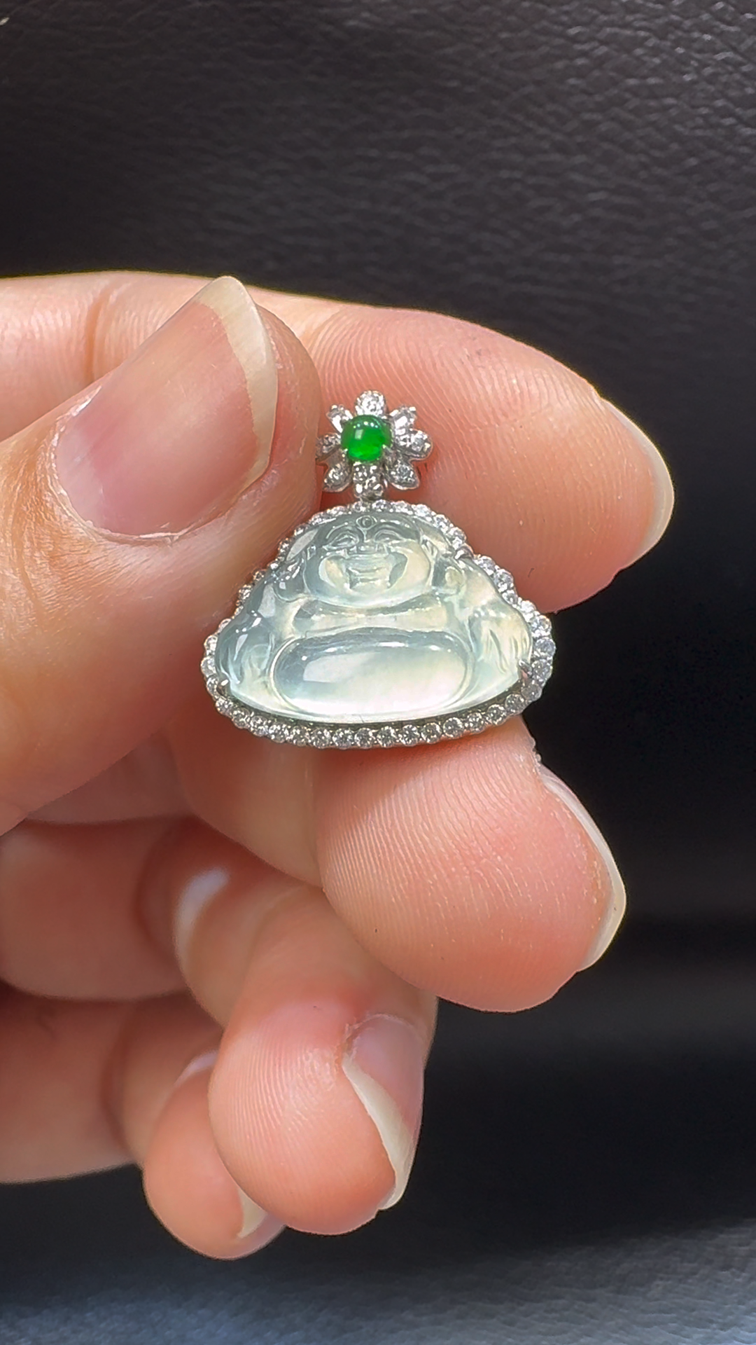 18K翡翠A貨玉器玉佛公彌勒佛翡翠吊墜 整個 18-18-5.7mm 3 18K翡翠A貨玉器玉佛公彌勒佛翡翠吊墜 整個 18-18-5.7mm - Image 3