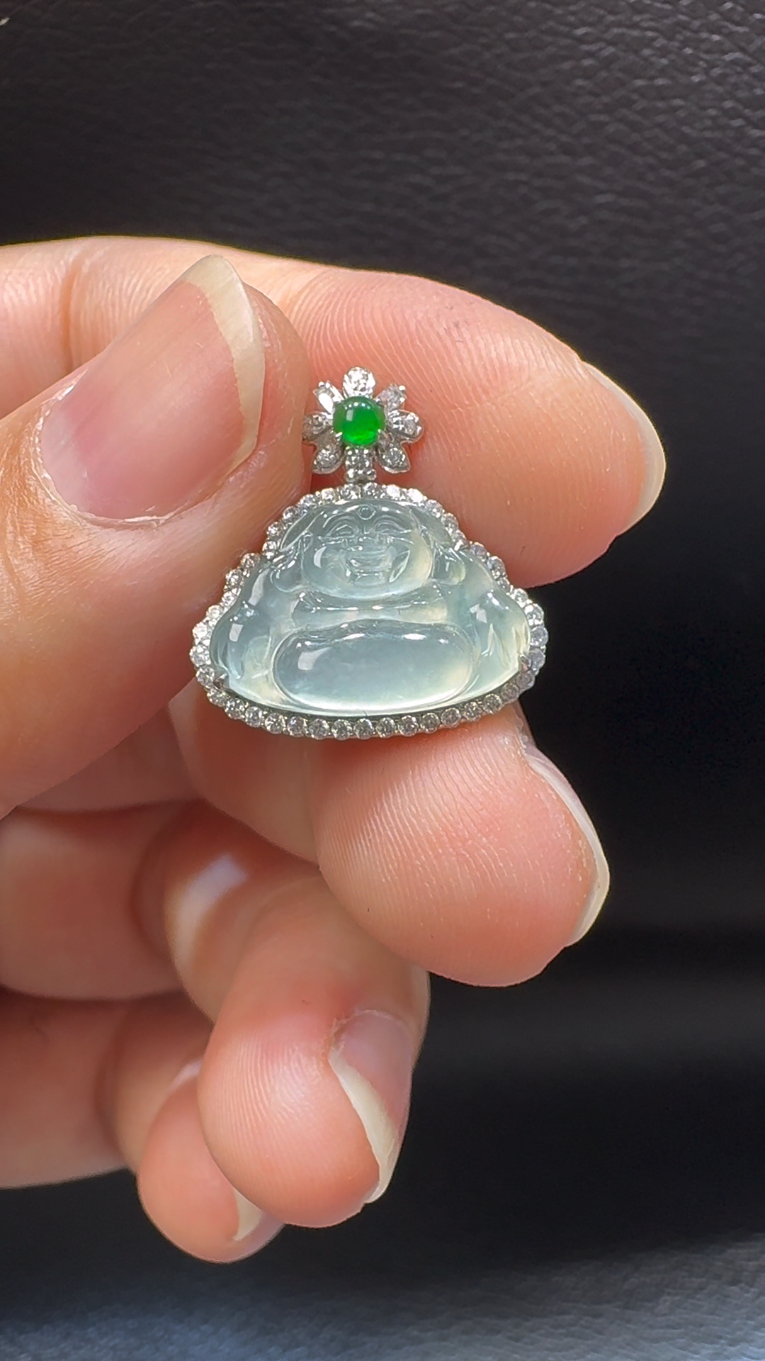 18K翡翠A貨玉器玉佛公彌勒佛翡翠吊墜 整個 18-18-5.7mm 4 18K翡翠A貨玉器玉佛公彌勒佛翡翠吊墜 整個 18-18-5.7mm - Image 4