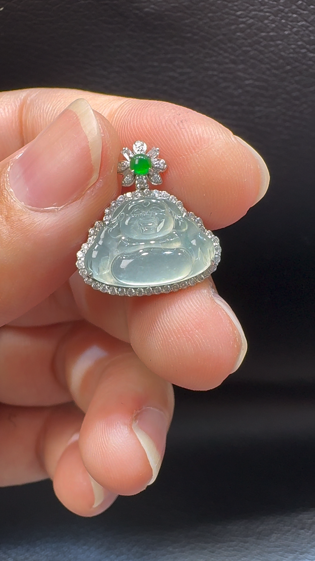 18K翡翠A貨玉器玉佛公彌勒佛翡翠吊墜 整個 18-18-5.7mm 5 18K翡翠A貨玉器玉佛公彌勒佛翡翠吊墜 整個 18-18-5.7mm - Image 5