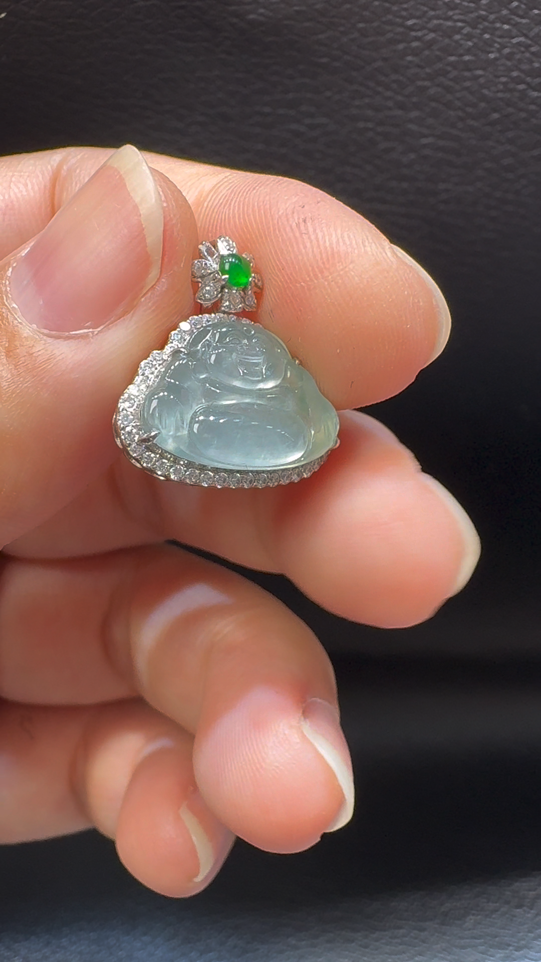 18K翡翠A貨玉器玉佛公彌勒佛翡翠吊墜 整個 18-18-5.7mm 6 18K翡翠A貨玉器玉佛公彌勒佛翡翠吊墜 整個 18-18-5.7mm - Image 6