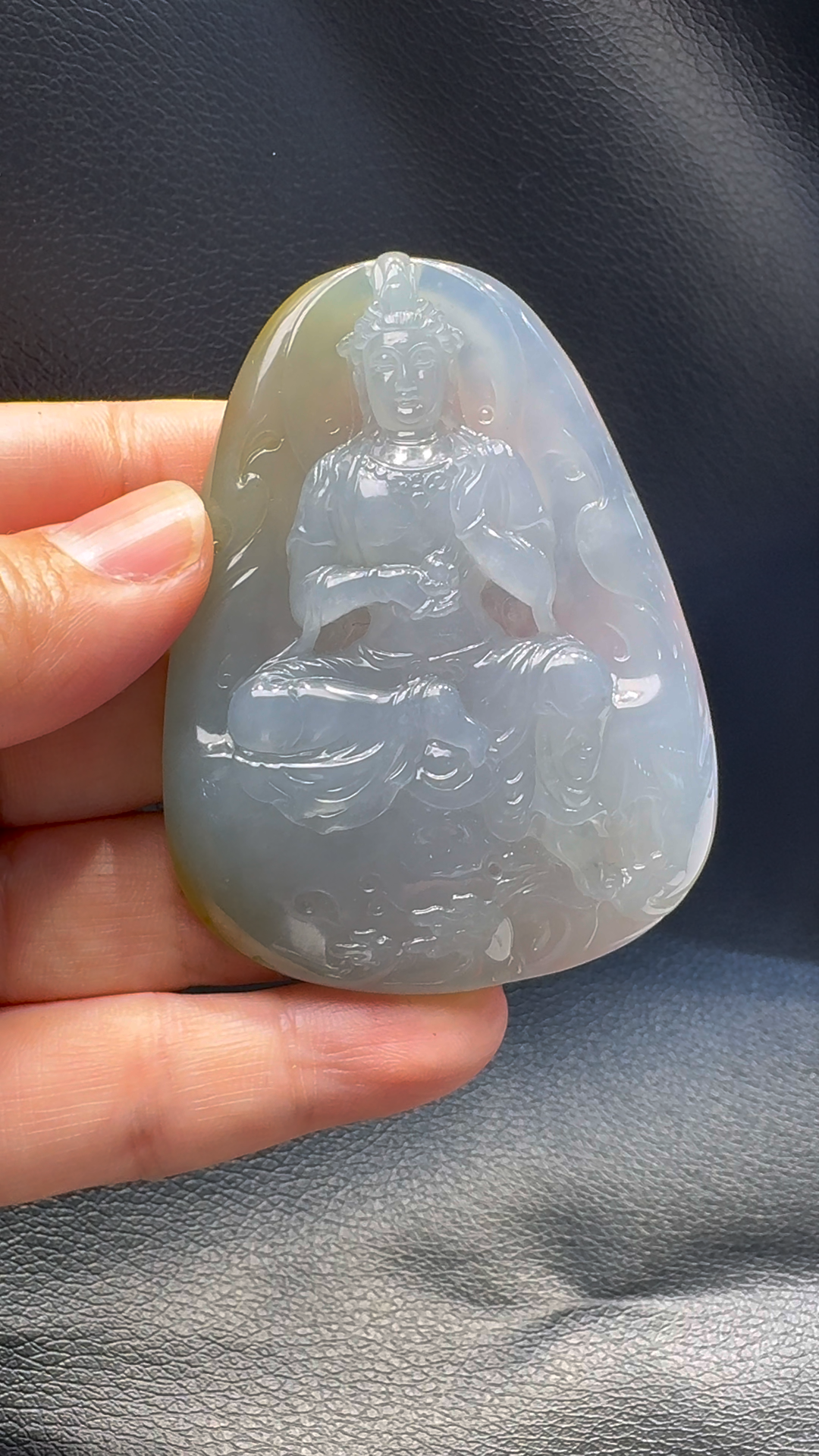 翡翠A貨玉器自在觀音翡翠吊墜 69-51-10mm 6 翡翠A貨玉器自在觀音翡翠吊墜 69-51-10mm - Image 6