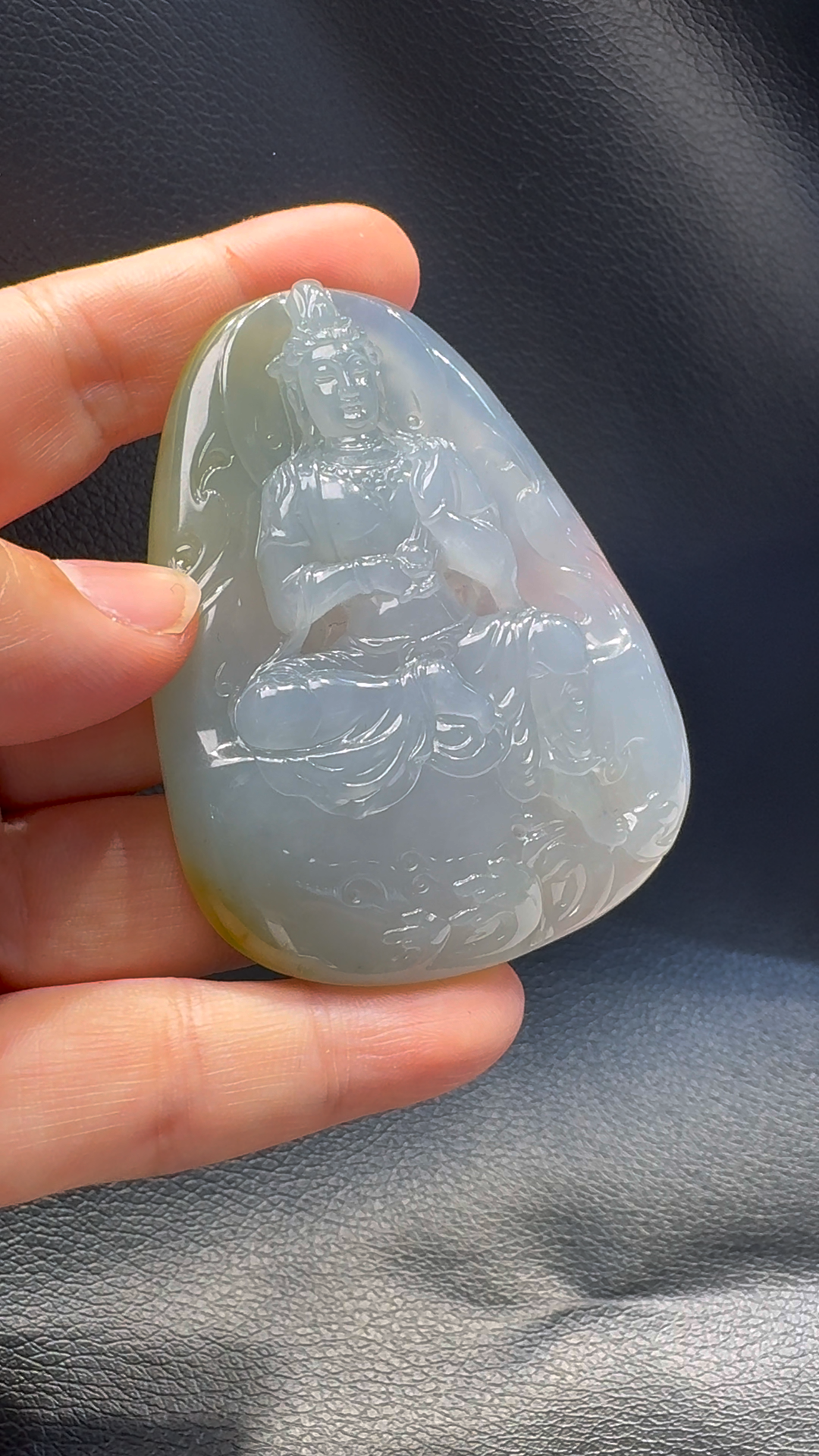 翡翠A貨玉器自在觀音翡翠吊墜 69-51-10mm 7 翡翠A貨玉器自在觀音翡翠吊墜 69-51-10mm - Image 7