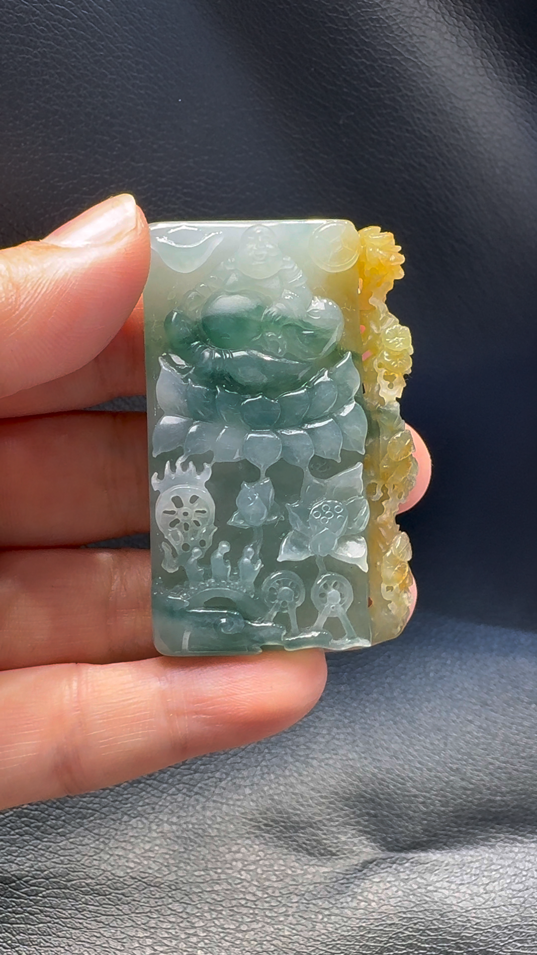 翡翠A貨玉器彌勒佛翡翠吊墜 55-32-12mm 2 翡翠A貨玉器彌勒佛翡翠吊墜 55-32-12mm - Image 2