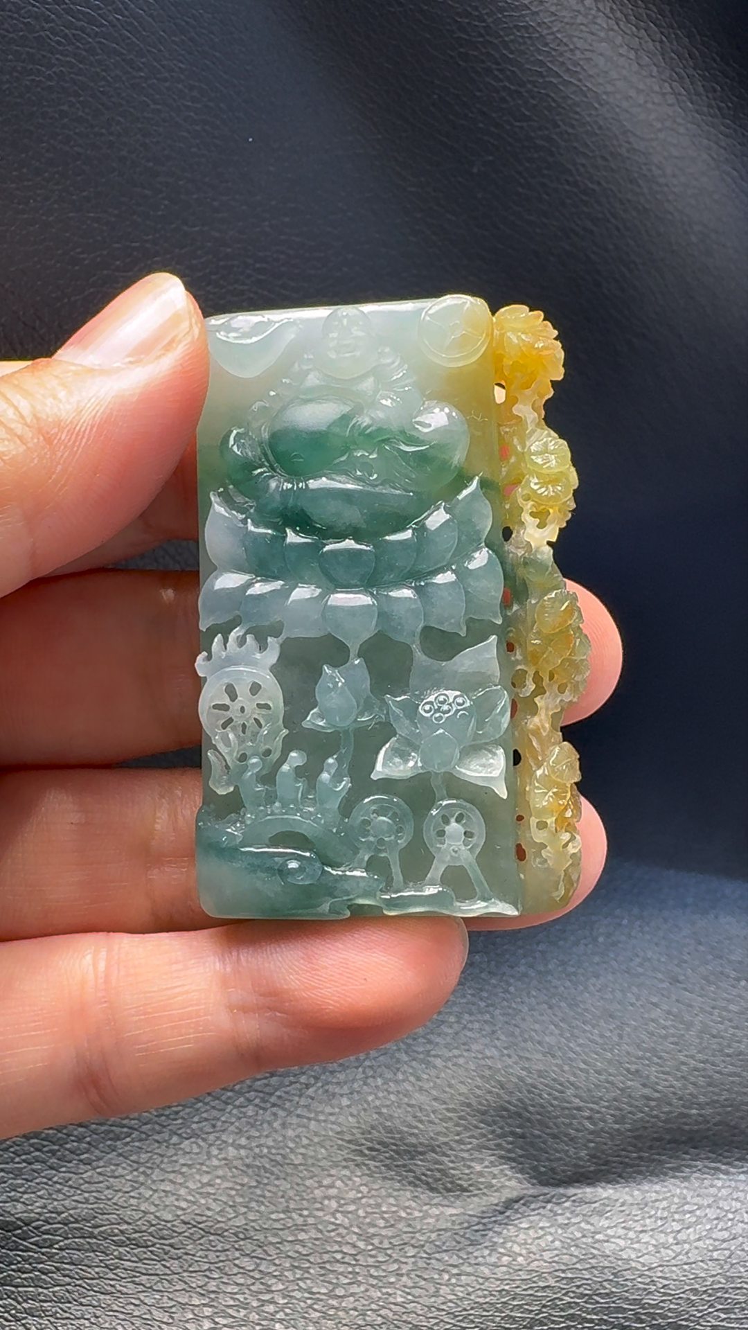 翡翠A貨玉器彌勒佛翡翠吊墜 55-32-12mm 3 翡翠A貨玉器彌勒佛翡翠吊墜 55-32-12mm - Image 3