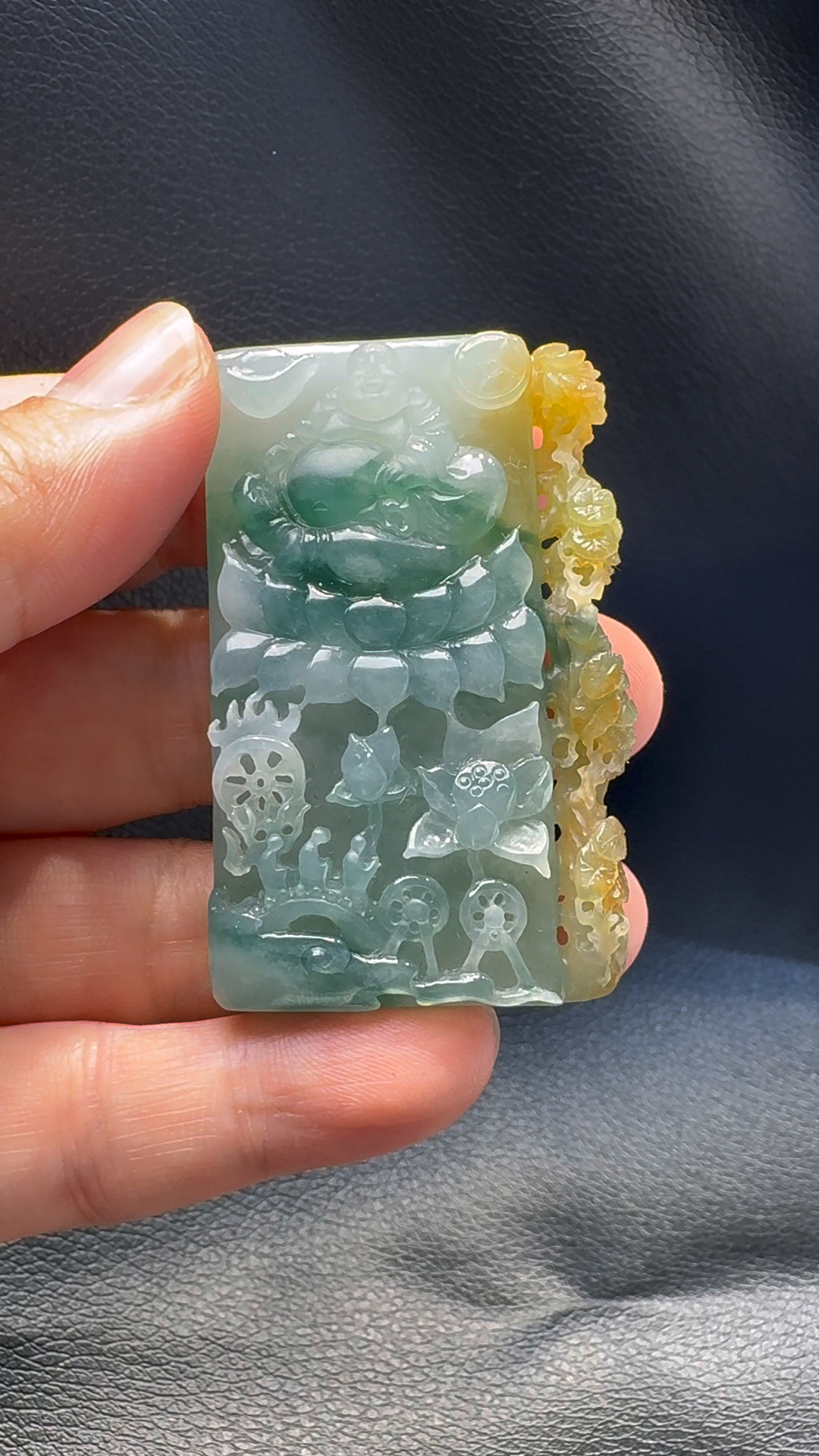 翡翠A貨玉器彌勒佛翡翠吊墜 55-32-12mm 4 翡翠A貨玉器彌勒佛翡翠吊墜 55-32-12mm - Image 4