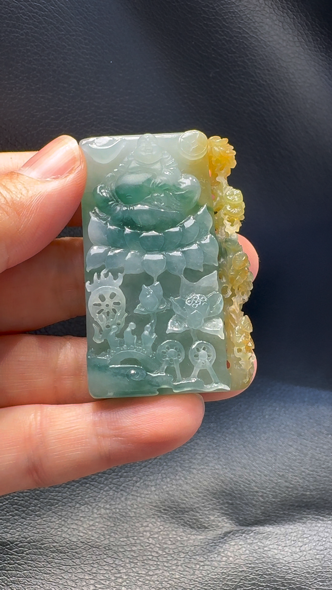 翡翠A貨玉器彌勒佛翡翠吊墜 55-32-12mm 5 翡翠A貨玉器彌勒佛翡翠吊墜 55-32-12mm - Image 5