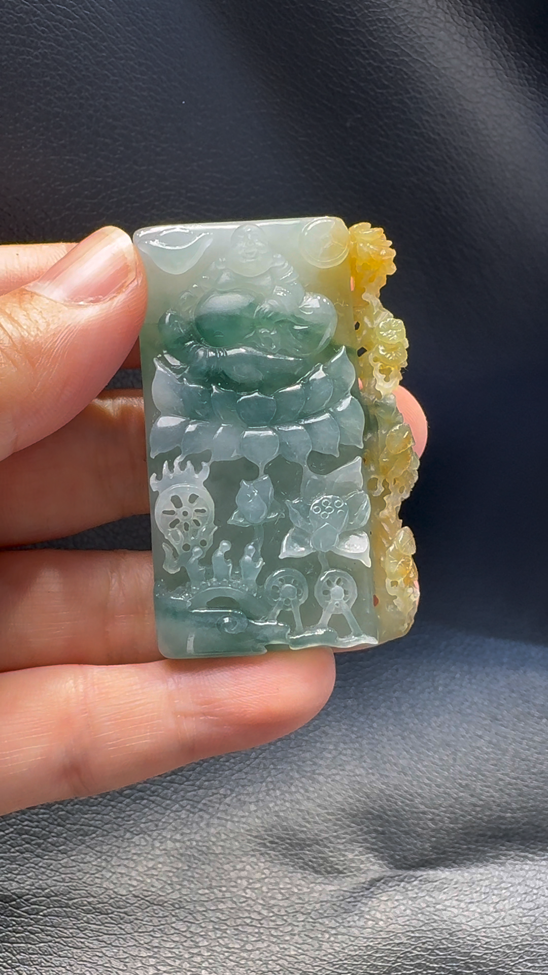 翡翠A貨玉器彌勒佛翡翠吊墜 55-32-12mm 6 翡翠A貨玉器彌勒佛翡翠吊墜 55-32-12mm - Image 6