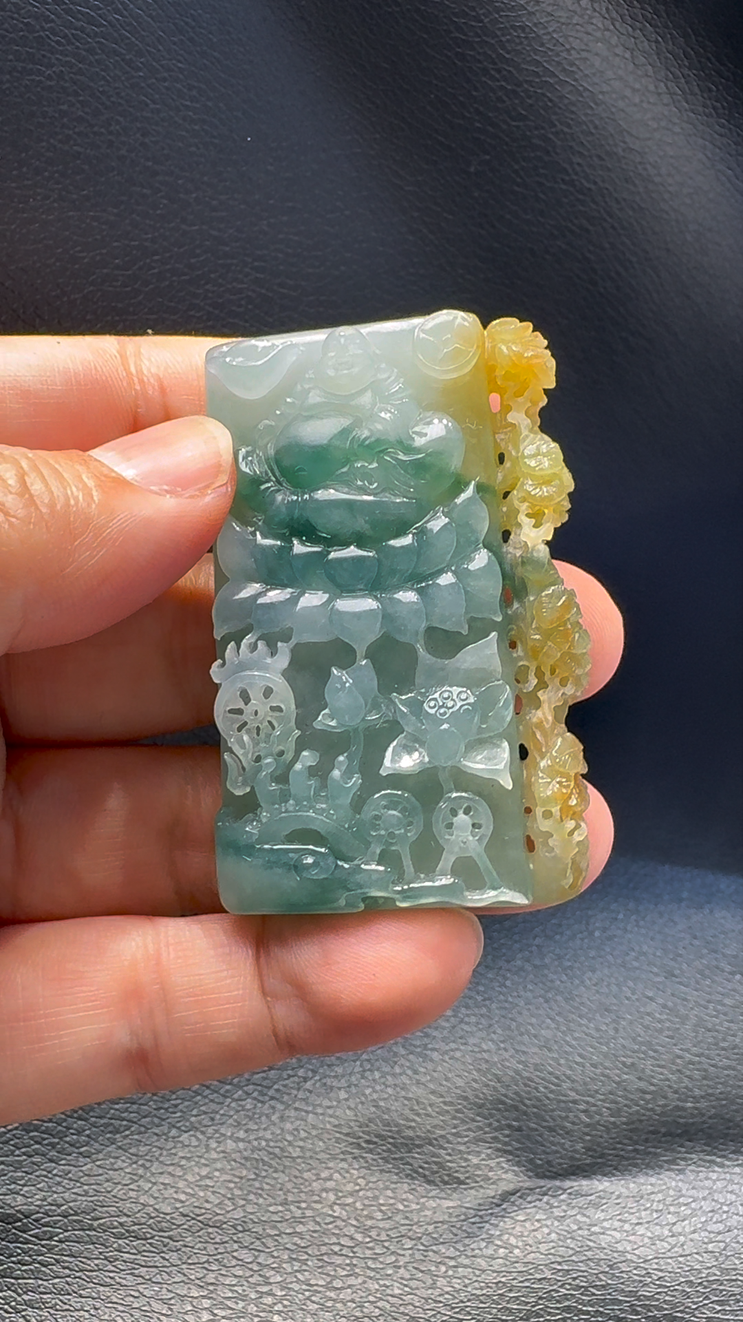 翡翠A貨玉器彌勒佛翡翠吊墜 55-32-12mm 7 翡翠A貨玉器彌勒佛翡翠吊墜 55-32-12mm - Image 7