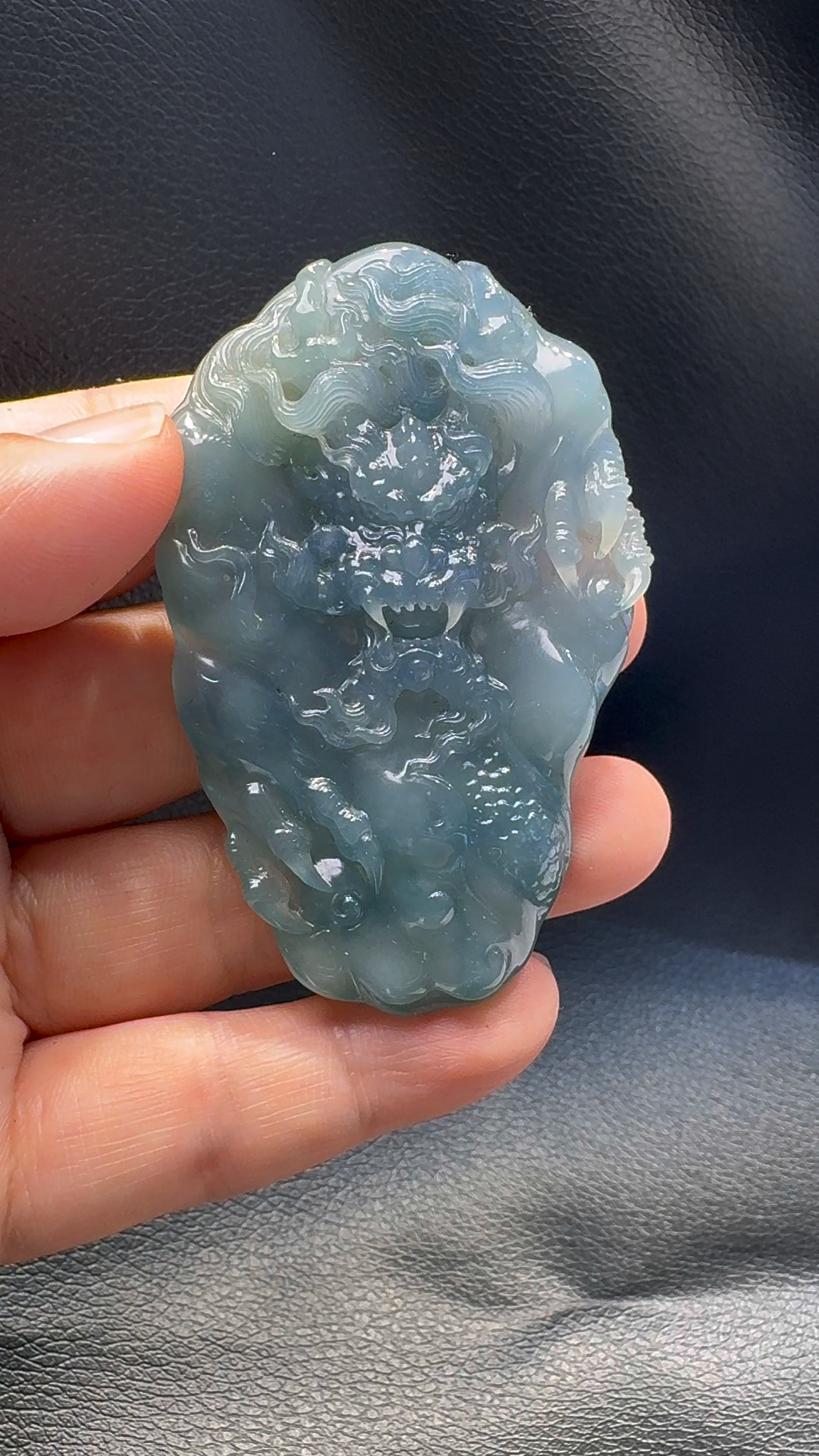 翡翠A貨玉器紫羅蘭龍牌翡翠吊墜 69-45-11mm 3 翡翠A貨玉器紫羅蘭龍牌翡翠吊墜 69-45-11mm - Image 3