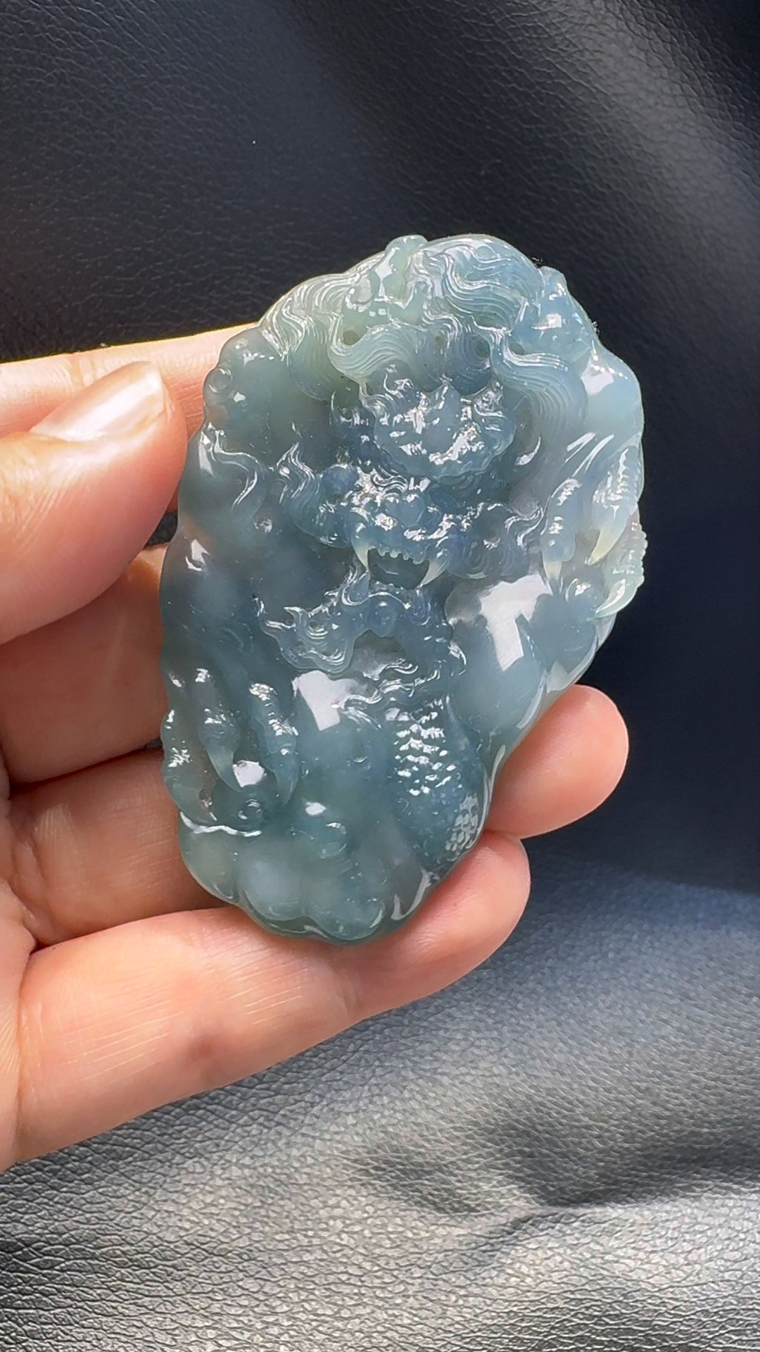 翡翠A貨玉器紫羅蘭龍牌翡翠吊墜 69-45-11mm 7 翡翠A貨玉器紫羅蘭龍牌翡翠吊墜 69-45-11mm - Image 7