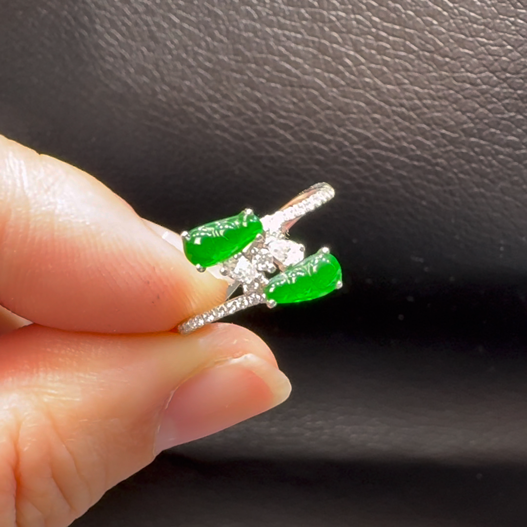 18K翡翠A貨玉器福豆翡翠戒指 主石6-3.1mm 5 18K翡翠A貨玉器福豆翡翠戒指 主石6-3.1mm - Image 5