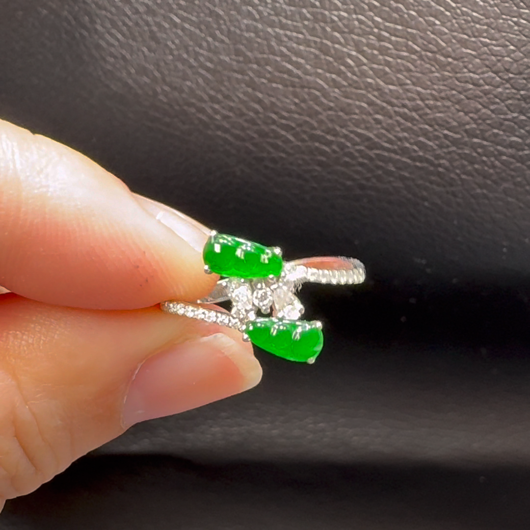 18K翡翠A貨玉器福豆翡翠戒指 主石6-3.1mm 6 18K翡翠A貨玉器福豆翡翠戒指 主石6-3.1mm - Image 6