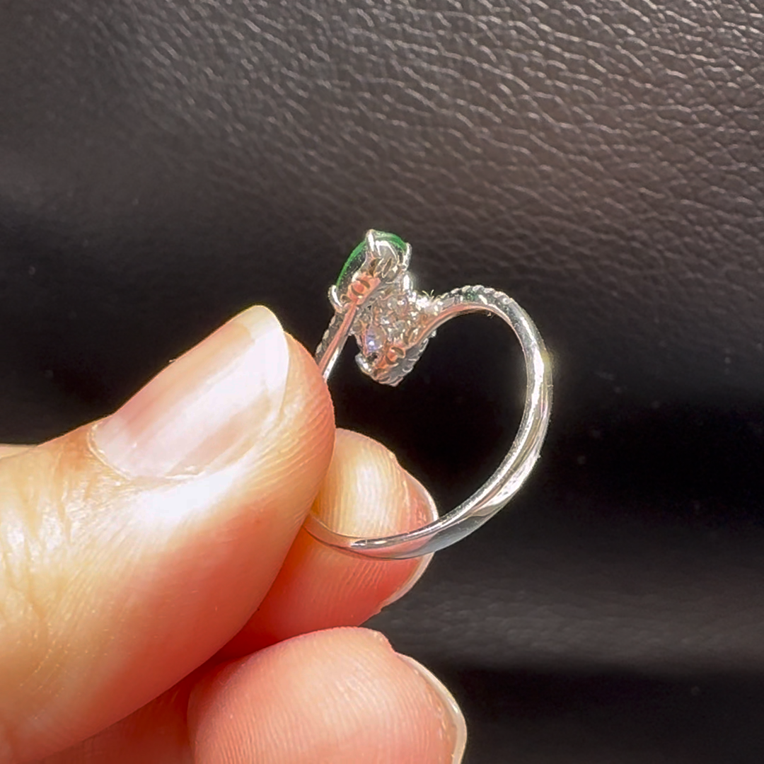 18K翡翠A貨玉器福豆翡翠戒指 主石6-3.1mm 9 18K翡翠A貨玉器福豆翡翠戒指 主石6-3.1mm - Image 9