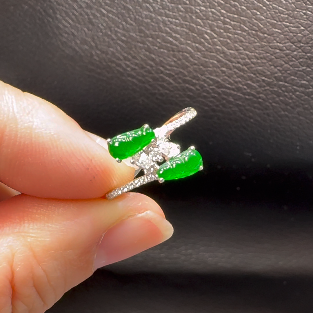 18K翡翠A貨玉器福豆翡翠戒指 主石6-3.1mm 7 18K翡翠A貨玉器福豆翡翠戒指 主石6-3.1mm - Image 7