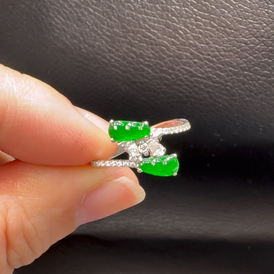 18K翡翠A貨玉器福豆翡翠戒指 主石6-3.1mm 8 18K翡翠A貨玉器福豆翡翠戒指 主石6-3.1mm - Image 8