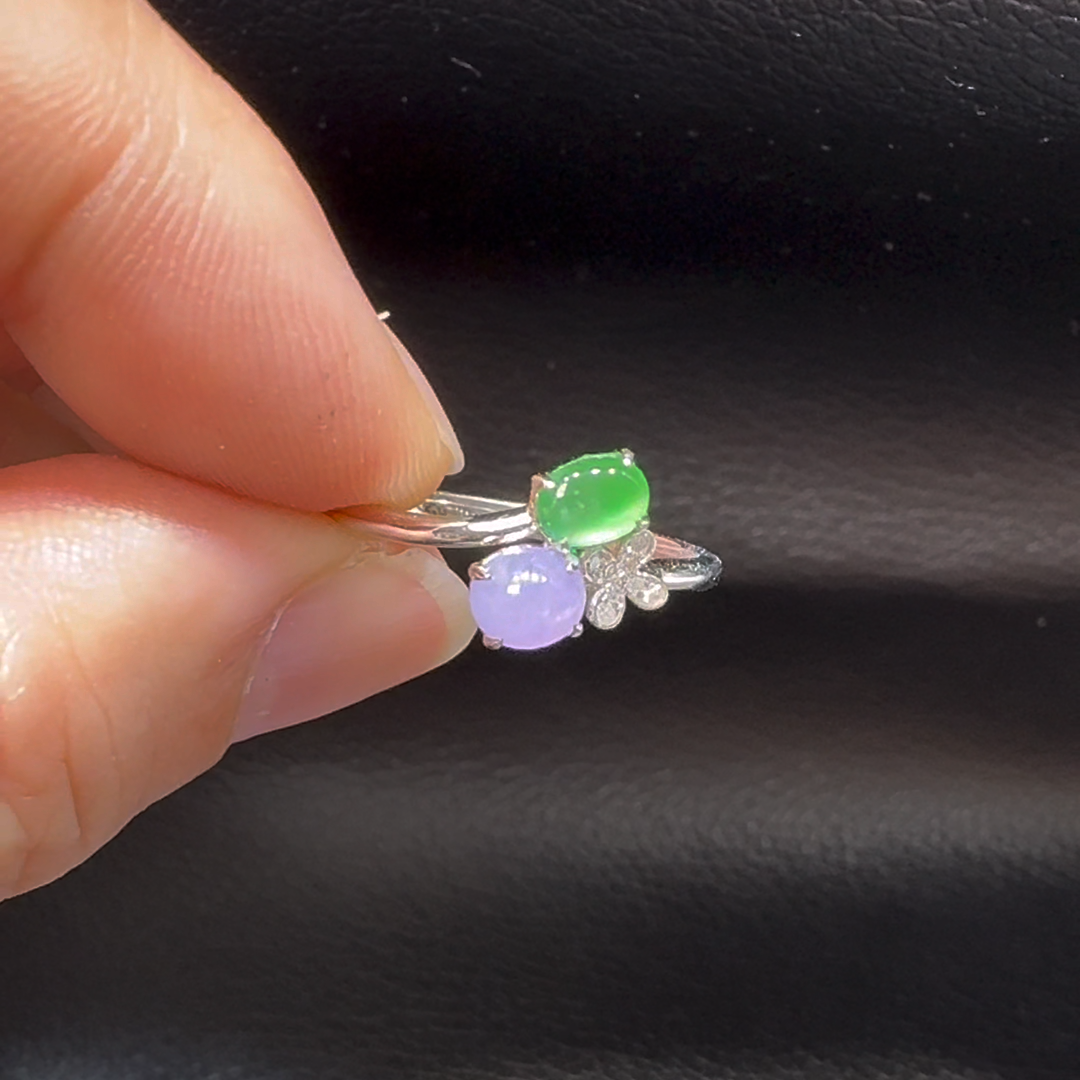 18K翡翠A貨玉器蛋面翡翠戒指 主石4.1-4.3mm 2 18K翡翠A貨玉器蛋面翡翠戒指 主石4.1-4.3mm - Image 2