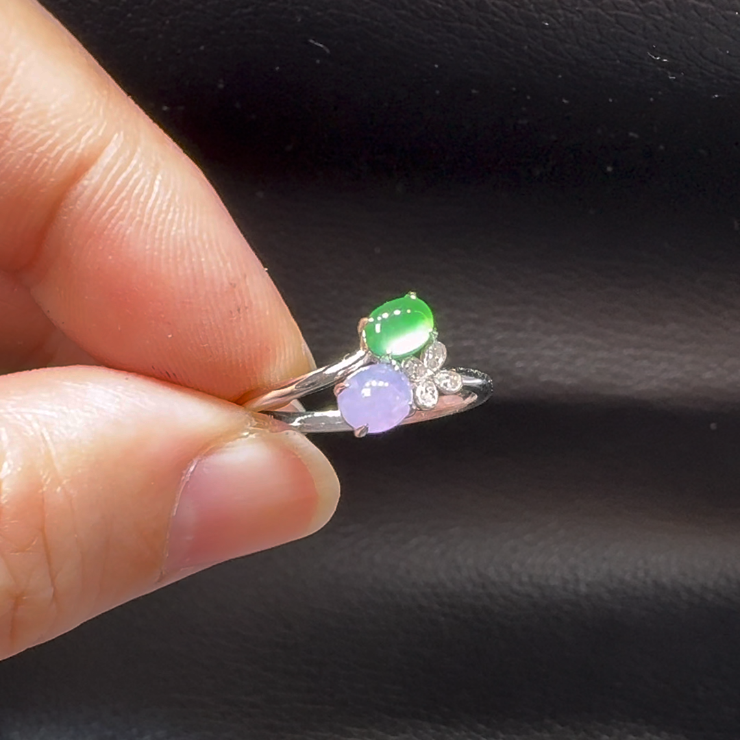 18K翡翠A貨玉器蛋面翡翠戒指 主石4.1-4.3mm 4 18K翡翠A貨玉器蛋面翡翠戒指 主石4.1-4.3mm - Image 4