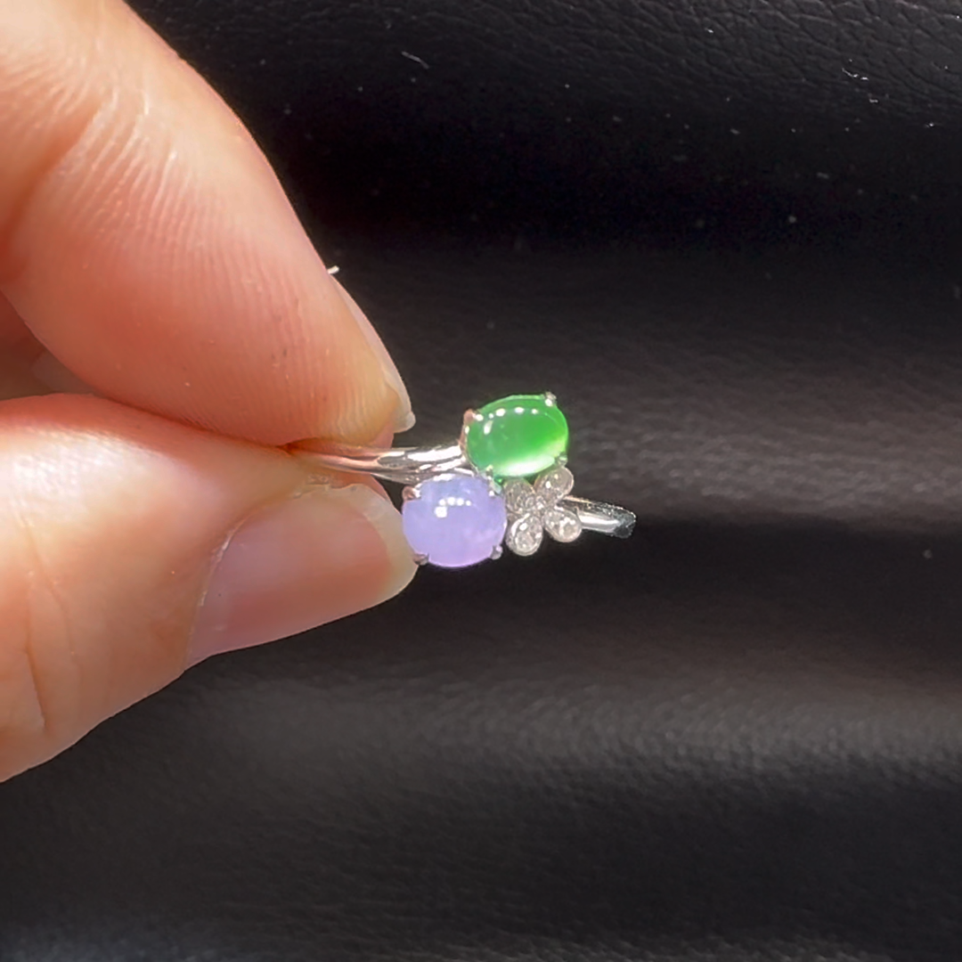 18K翡翠A貨玉器蛋面翡翠戒指 主石4.1-4.3mm 5 18K翡翠A貨玉器蛋面翡翠戒指 主石4.1-4.3mm - Image 5