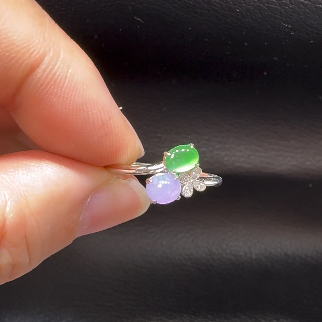 18K翡翠A貨玉器蛋面翡翠戒指 主石4.1-4.3mm 6 18K翡翠A貨玉器蛋面翡翠戒指 主石4.1-4.3mm - Image 6