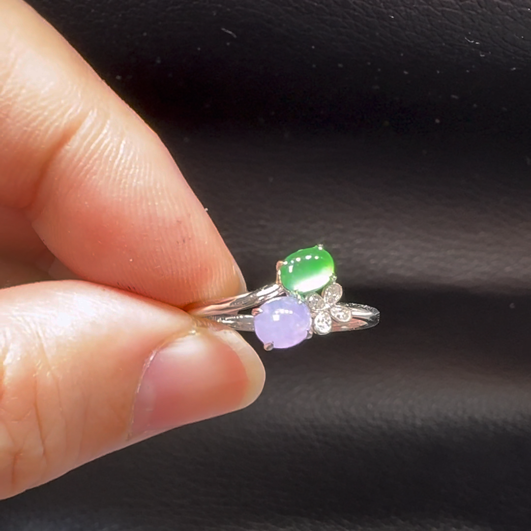 18K翡翠A貨玉器蛋面翡翠戒指 主石4.1-4.3mm 7 18K翡翠A貨玉器蛋面翡翠戒指 主石4.1-4.3mm - Image 7