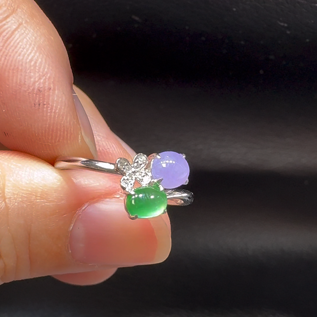 18K翡翠A貨玉器蛋面翡翠戒指 主石4.1-4.3mm 9 18K翡翠A貨玉器蛋面翡翠戒指 主石4.1-4.3mm - Image 9