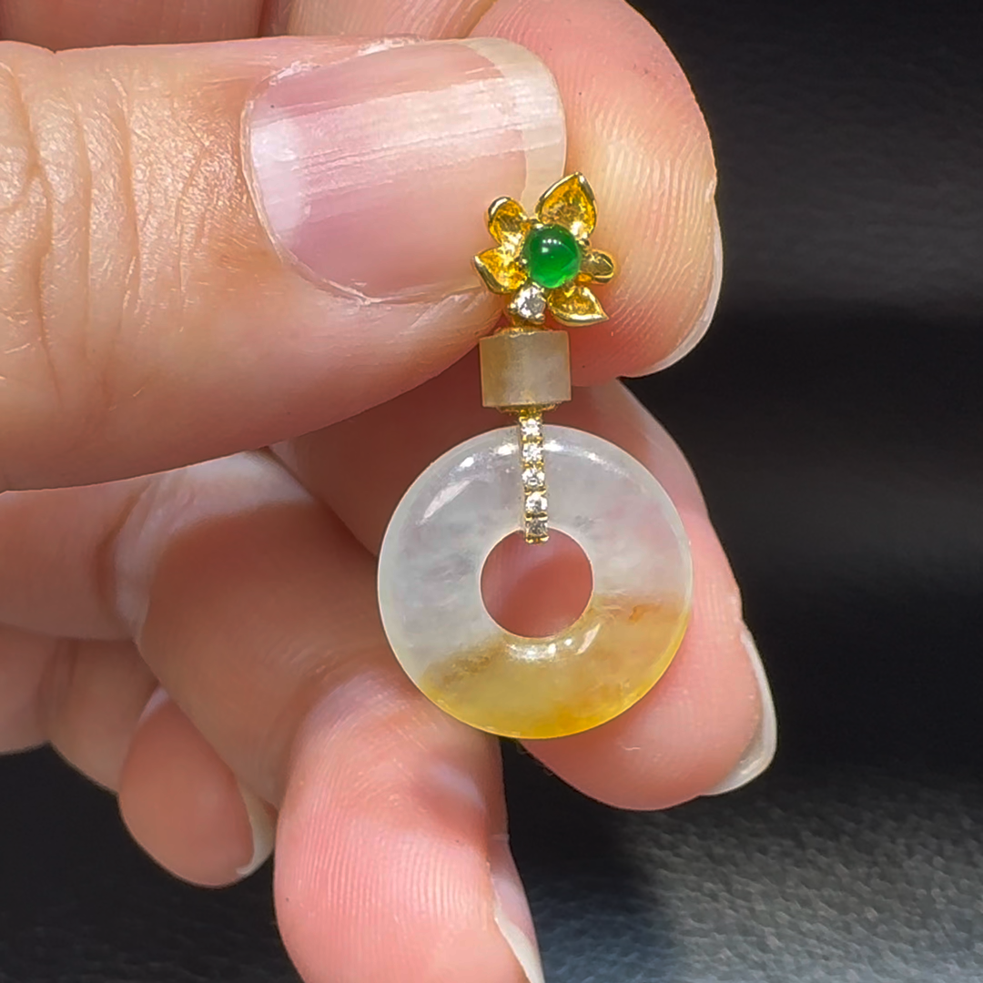 18K翡翠A貨玉器平安扣平安環翡翠吊墜 主石6.7-4.6mm 6 18K翡翠A貨玉器平安扣平安環翡翠吊墜 主石6.7-4.6mm - Image 6