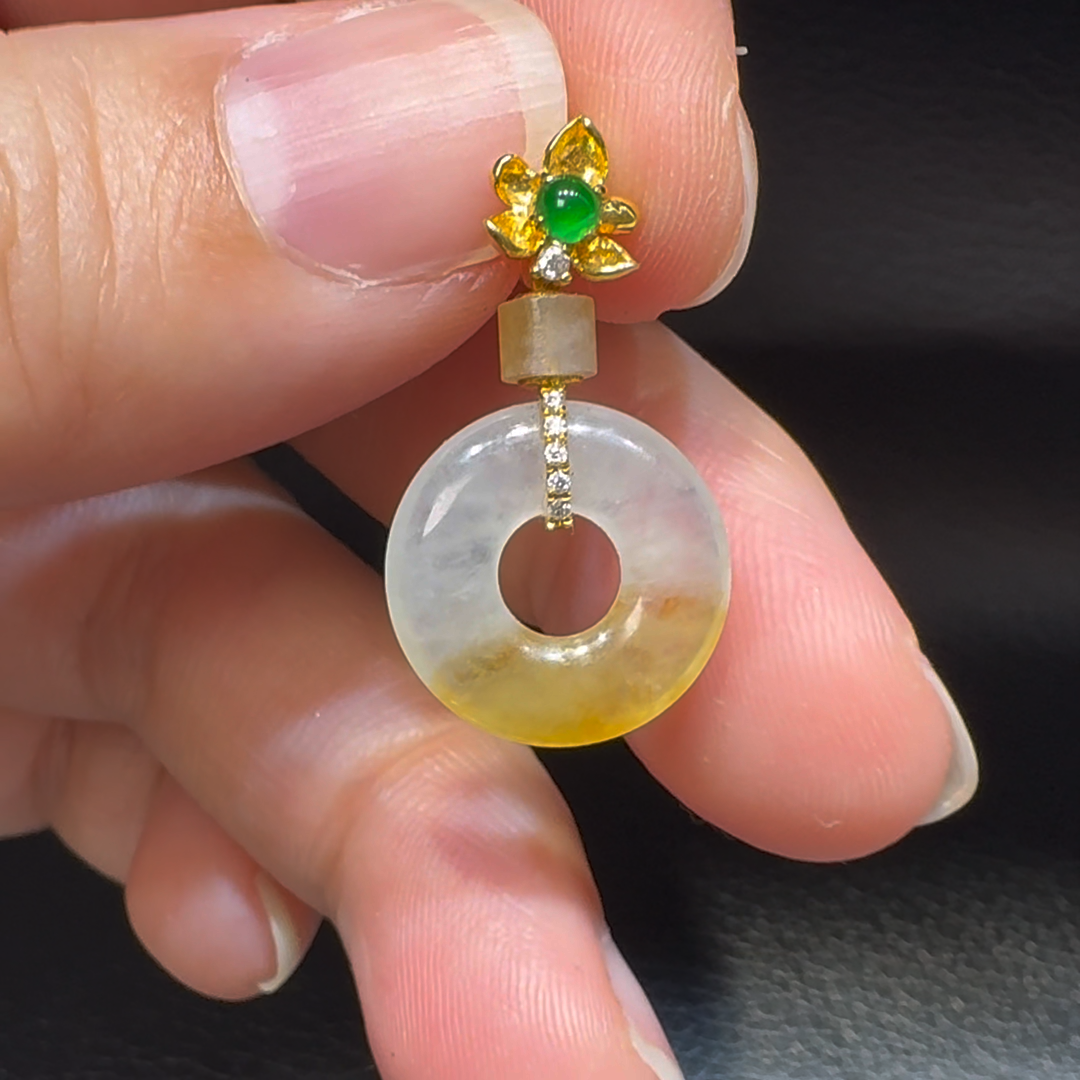 18K翡翠A貨玉器平安扣平安環翡翠吊墜 主石6.7-4.6mm 4 18K翡翠A貨玉器平安扣平安環翡翠吊墜 主石6.7-4.6mm - Image 4