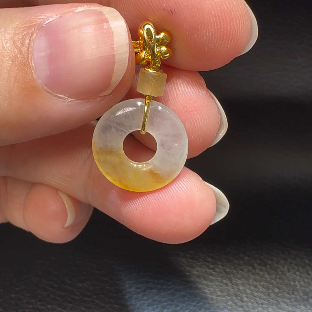 18K翡翠A貨玉器平安扣平安環翡翠吊墜 主石6.7-4.6mm 5 18K翡翠A貨玉器平安扣平安環翡翠吊墜 主石6.7-4.6mm - Image 5