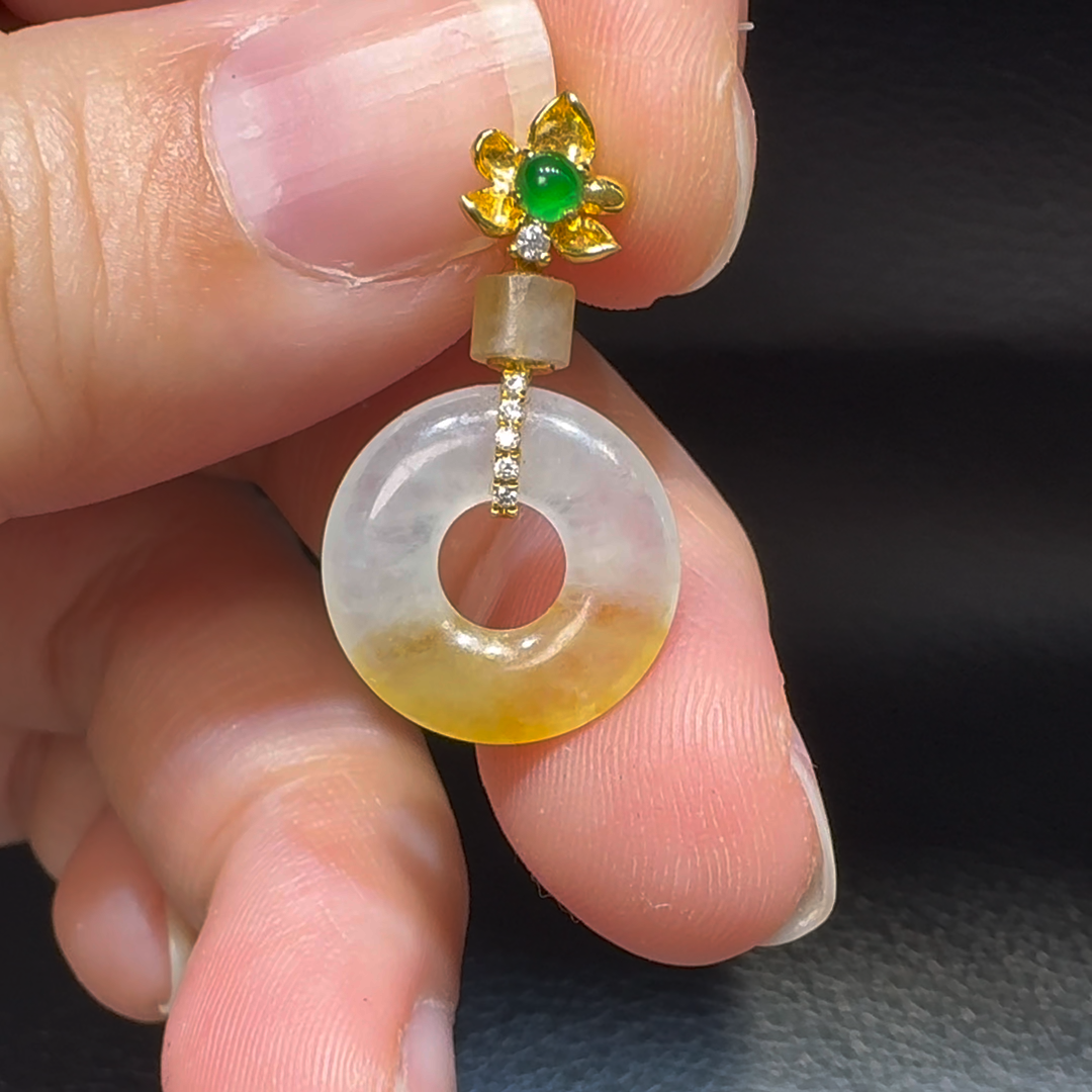 18K翡翠A貨玉器平安扣平安環翡翠吊墜 主石6.7-4.6mm 7 18K翡翠A貨玉器平安扣平安環翡翠吊墜 主石6.7-4.6mm - Image 7