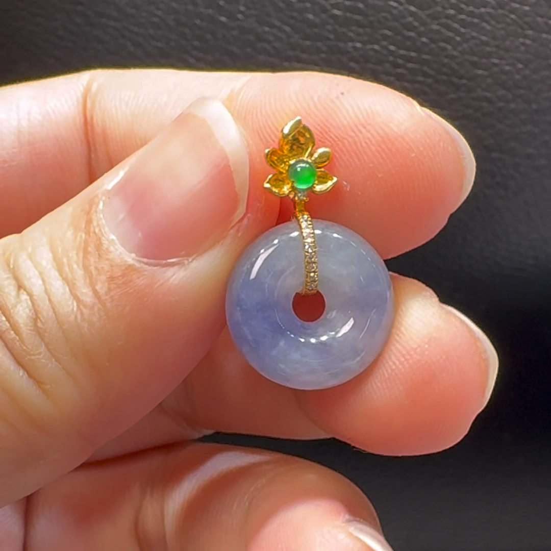 18K翡翠A貨玉器平安扣平安環翡翠吊墜 整個 21-14-6.2mm 2 18K翡翠A貨玉器平安扣平安環翡翠吊墜 整個 21-14-6.2mm - Image 2