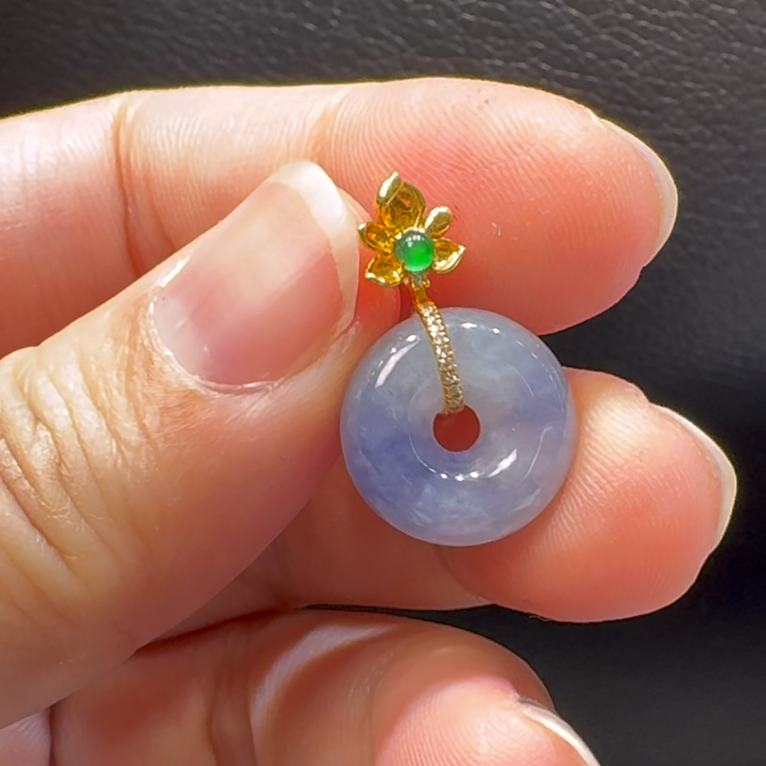 18K翡翠A貨玉器平安扣平安環翡翠吊墜 整個 21-14-6.2mm 3 18K翡翠A貨玉器平安扣平安環翡翠吊墜 整個 21-14-6.2mm - Image 3