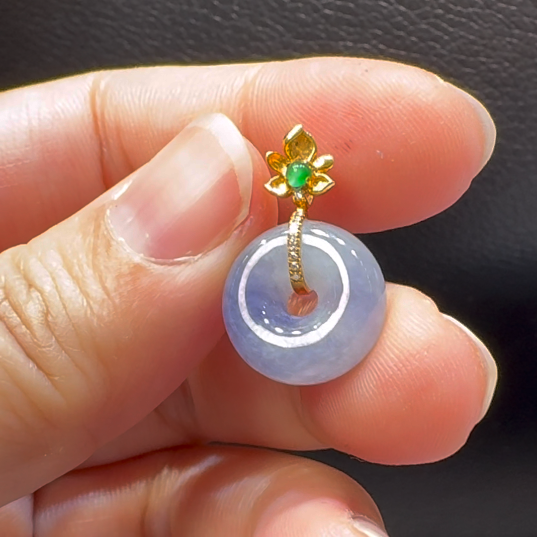 18K翡翠A貨玉器平安扣平安環翡翠吊墜 整個 21-14-6.2mm 4 18K翡翠A貨玉器平安扣平安環翡翠吊墜 整個 21-14-6.2mm - Image 4