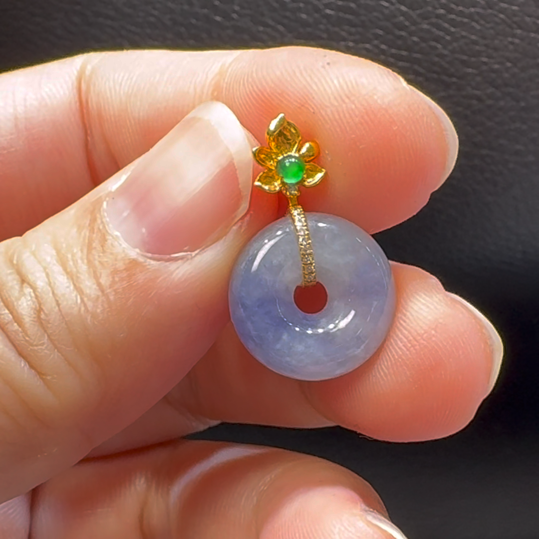 18K翡翠A貨玉器平安扣平安環翡翠吊墜 整個 21-14-6.2mm 5 18K翡翠A貨玉器平安扣平安環翡翠吊墜 整個 21-14-6.2mm - Image 5