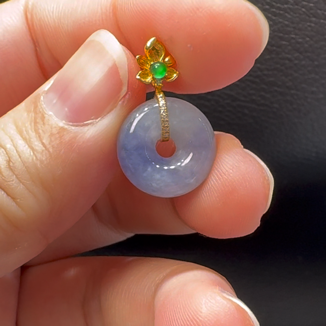 18K翡翠A貨玉器平安扣平安環翡翠吊墜 整個 21-14-6.2mm 6 18K翡翠A貨玉器平安扣平安環翡翠吊墜 整個 21-14-6.2mm - Image 6