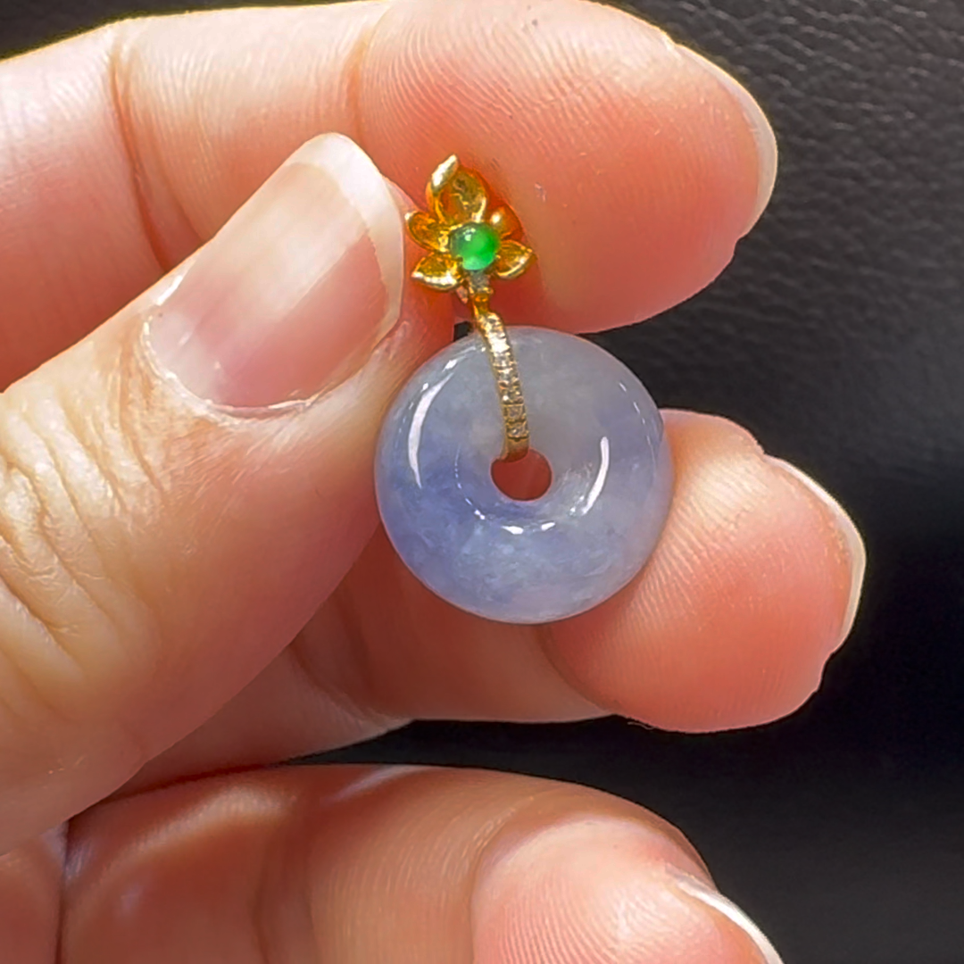 18K翡翠A貨玉器平安扣平安環翡翠吊墜 整個 21-14-6.2mm 7 18K翡翠A貨玉器平安扣平安環翡翠吊墜 整個 21-14-6.2mm - Image 7