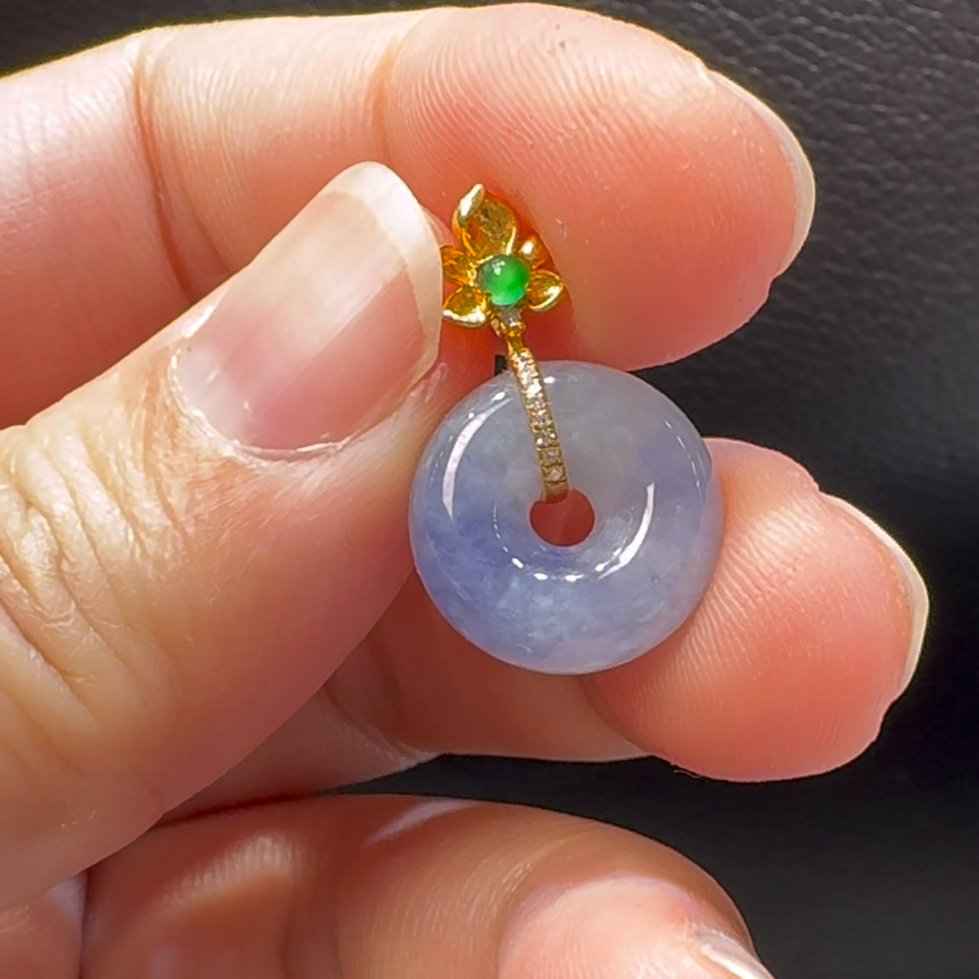 18K翡翠A貨玉器平安扣平安環翡翠吊墜 整個 21-14-6.2mm 8 18K翡翠A貨玉器平安扣平安環翡翠吊墜 整個 21-14-6.2mm - Image 8