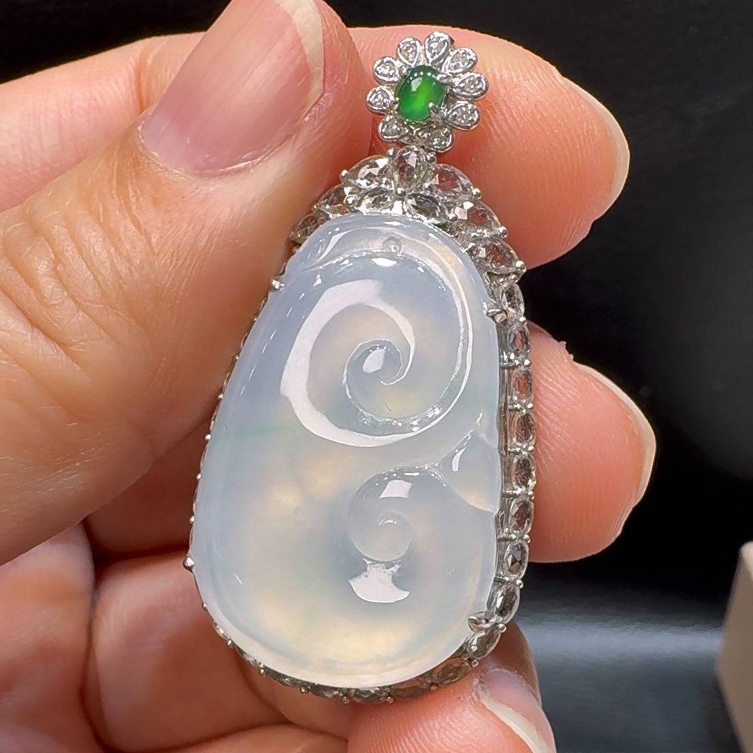 18K翡翠A貨玉器如意翡翠吊墜 40-21-9.7mm 4 18K翡翠A貨玉器如意翡翠吊墜 40-21-9.7mm - Image 4