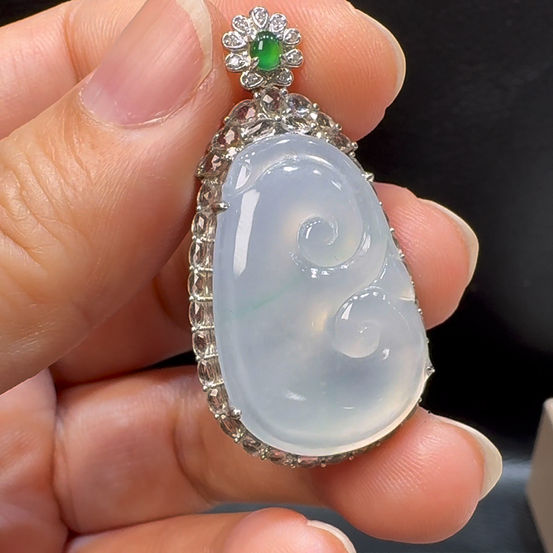 18K翡翠A貨玉器如意翡翠吊墜 40-21-9.7mm 6 18K翡翠A貨玉器如意翡翠吊墜 40-21-9.7mm - Image 6