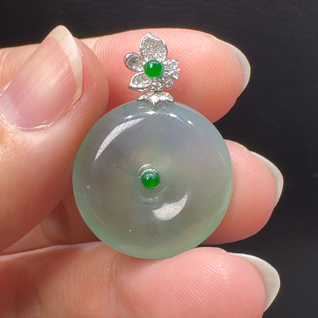 18K翡翠A貨玉器平安扣玉扣翡翠吊墜 整個29-21-5.9mm 3 18K翡翠A貨玉器平安扣玉扣翡翠吊墜 整個29-21-5.9mm - Image 3