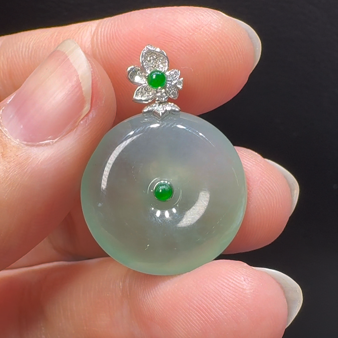 18K翡翠A貨玉器平安扣玉扣翡翠吊墜 整個29-21-5.9mm 4 18K翡翠A貨玉器平安扣玉扣翡翠吊墜 整個29-21-5.9mm - Image 4