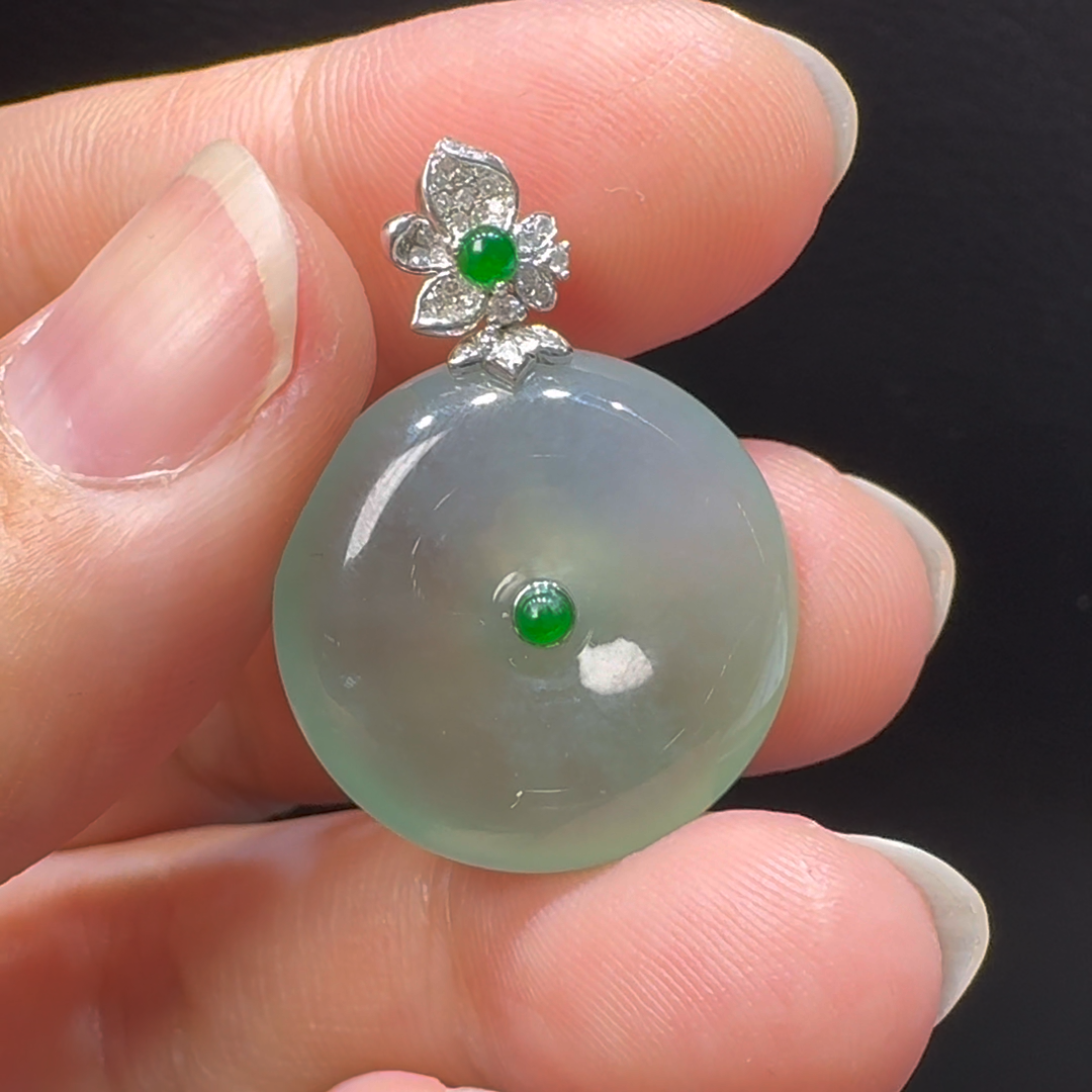 18K翡翠A貨玉器平安扣玉扣翡翠吊墜 整個29-21-5.9mm 5 18K翡翠A貨玉器平安扣玉扣翡翠吊墜 整個29-21-5.9mm - Image 5