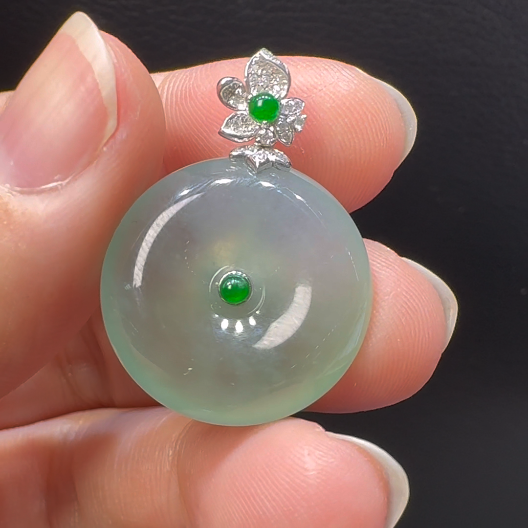 18K翡翠A貨玉器平安扣玉扣翡翠吊墜 整個29-21-5.9mm 7 18K翡翠A貨玉器平安扣玉扣翡翠吊墜 整個29-21-5.9mm - Image 7