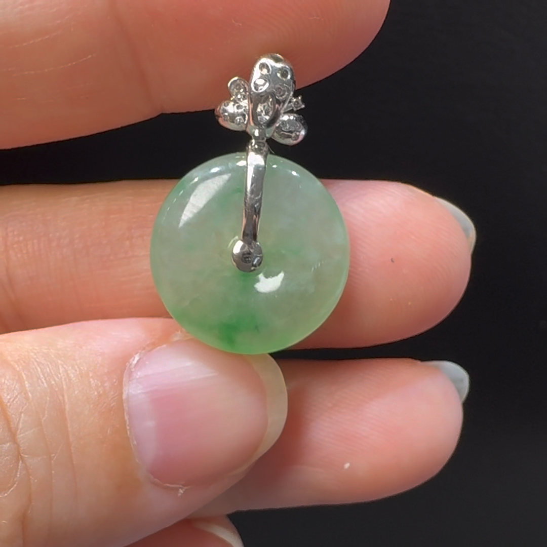 18K翡翠A貨玉器平安扣玉扣翡翠吊墜 整個24-16-4.4mm 6 18K翡翠A貨玉器平安扣玉扣翡翠吊墜 整個24-16-4.4mm - Image 6