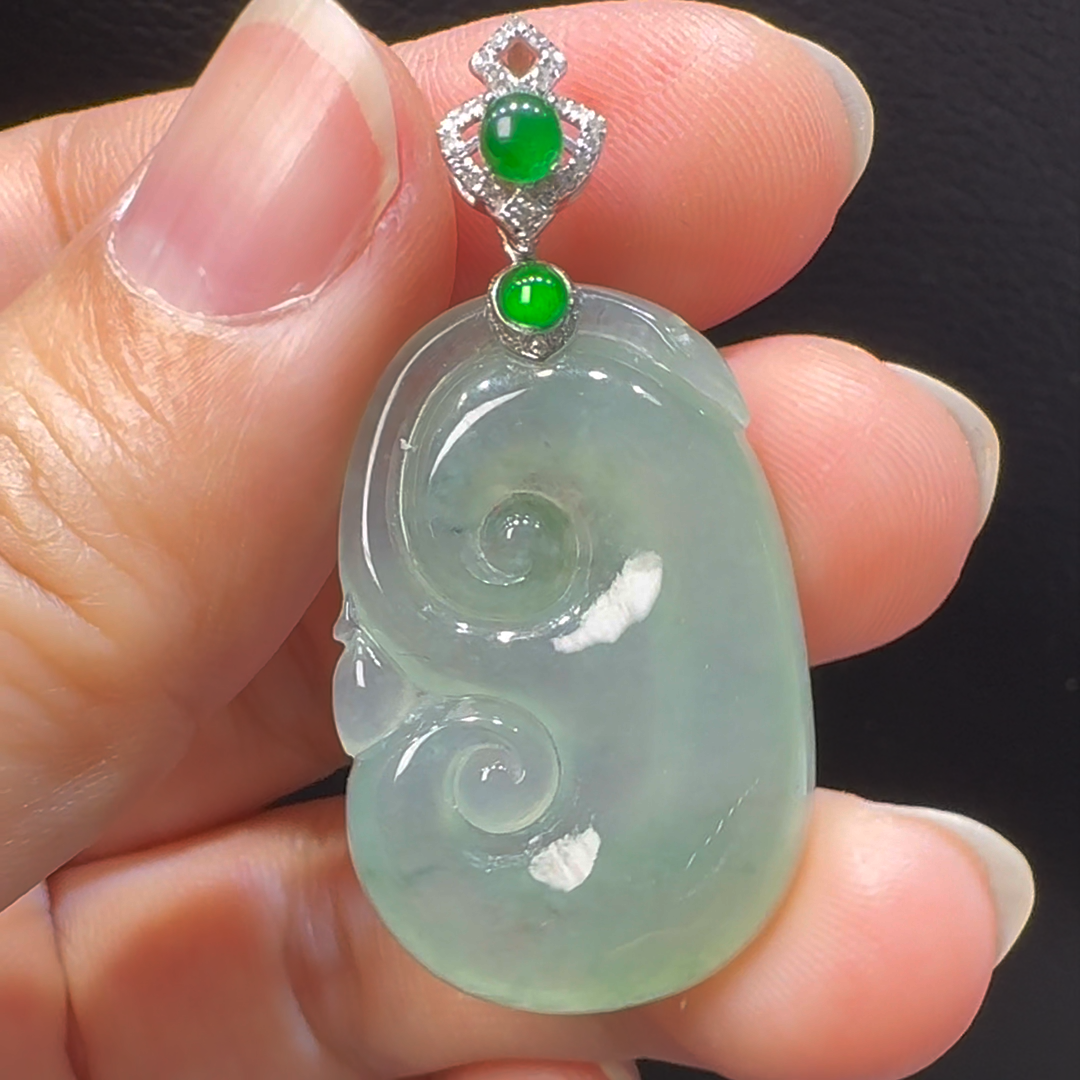 18K翡翠A貨玉器如意翡翠吊墜 整個 41-20-4mm 4 18K翡翠A貨玉器如意翡翠吊墜 整個 41-20-4mm - Image 4